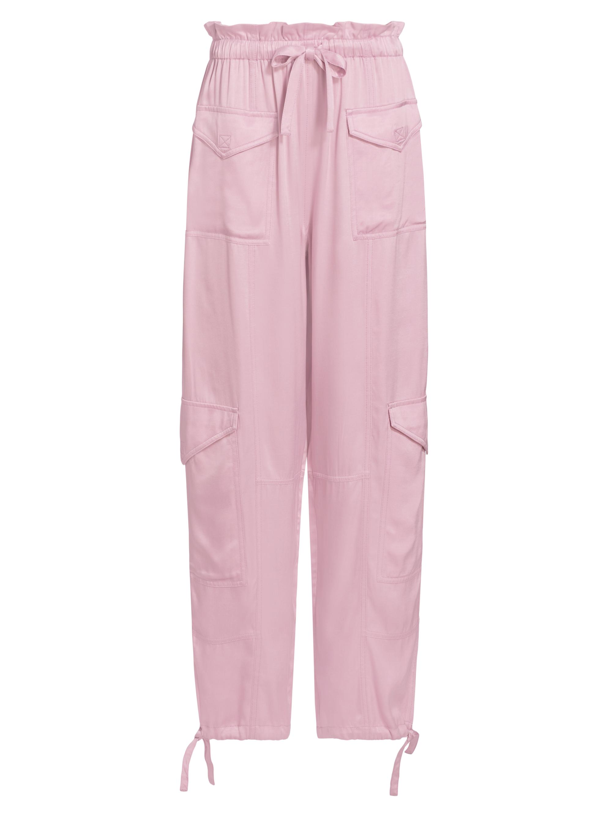 Ganni Women's Washed Satin Paperbag Cargo Pants - Bleached Mauve