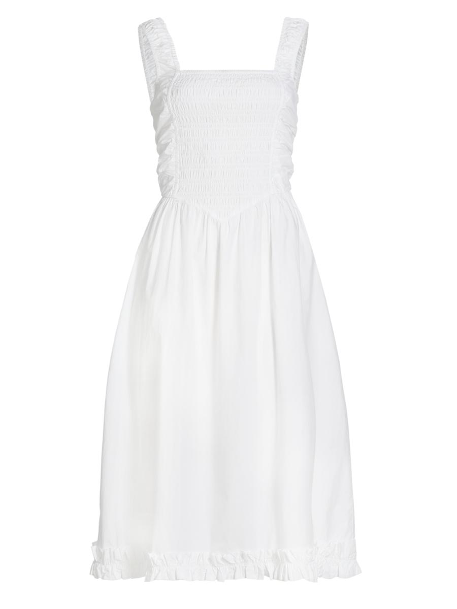 【GANNI】ホワイトコットンポプリンネクタイストリングミニ GANNI/ガニー Cotton Poplin Tie String Mini Dress / F9170
