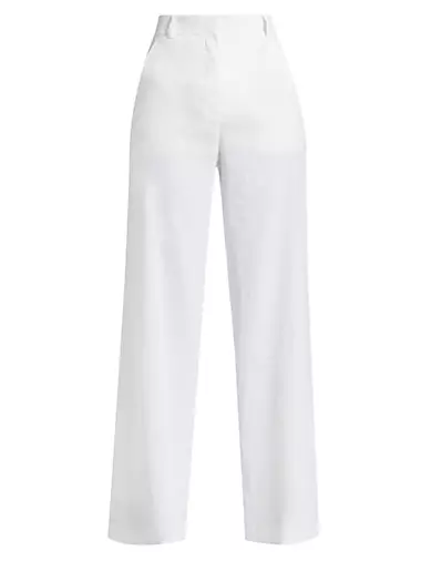 Linen-Blend Wide-Leg Trousers