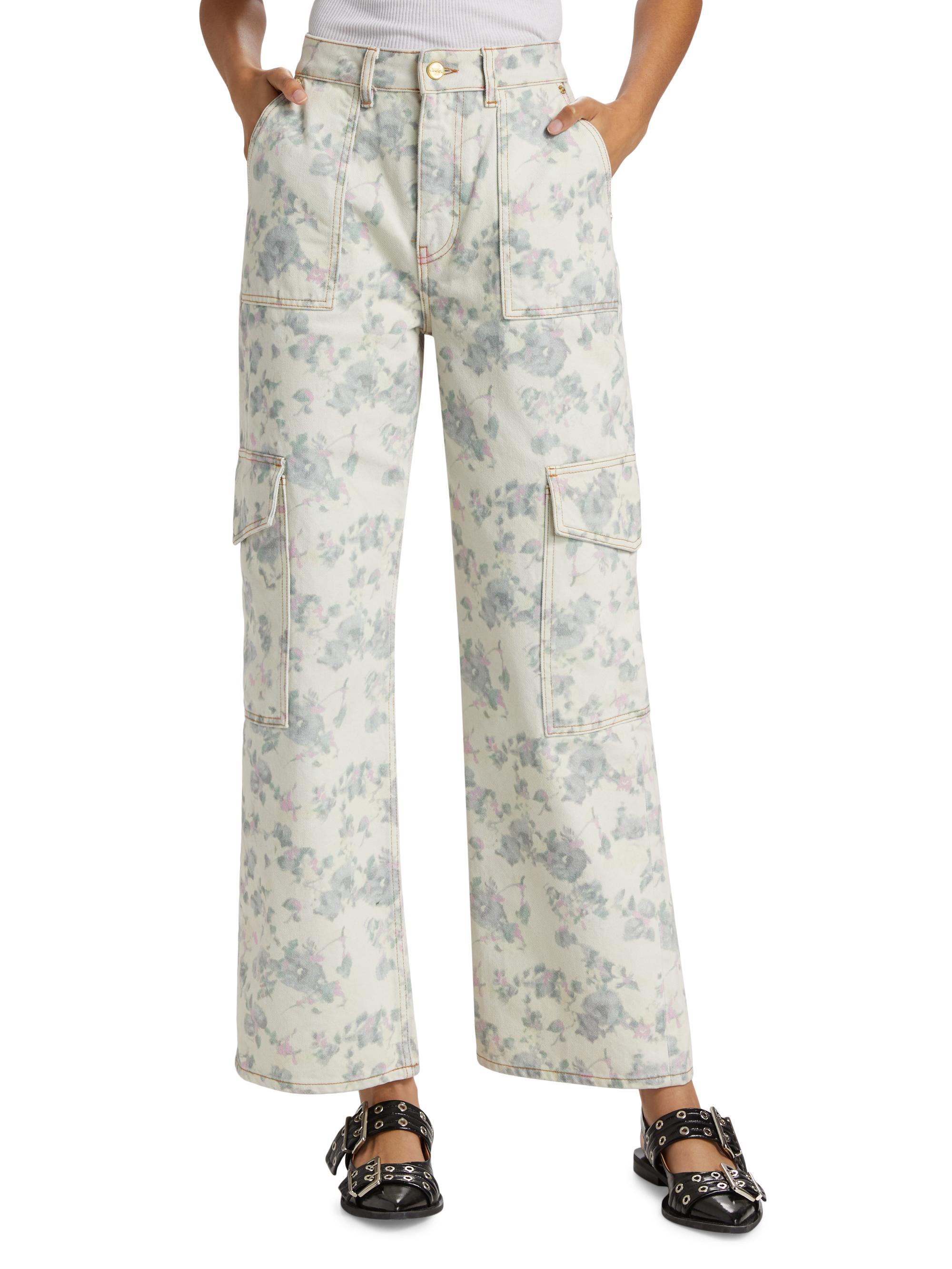 Ganni Angi Floral Straight Cargo Jeans | Saks Fifth Avenue