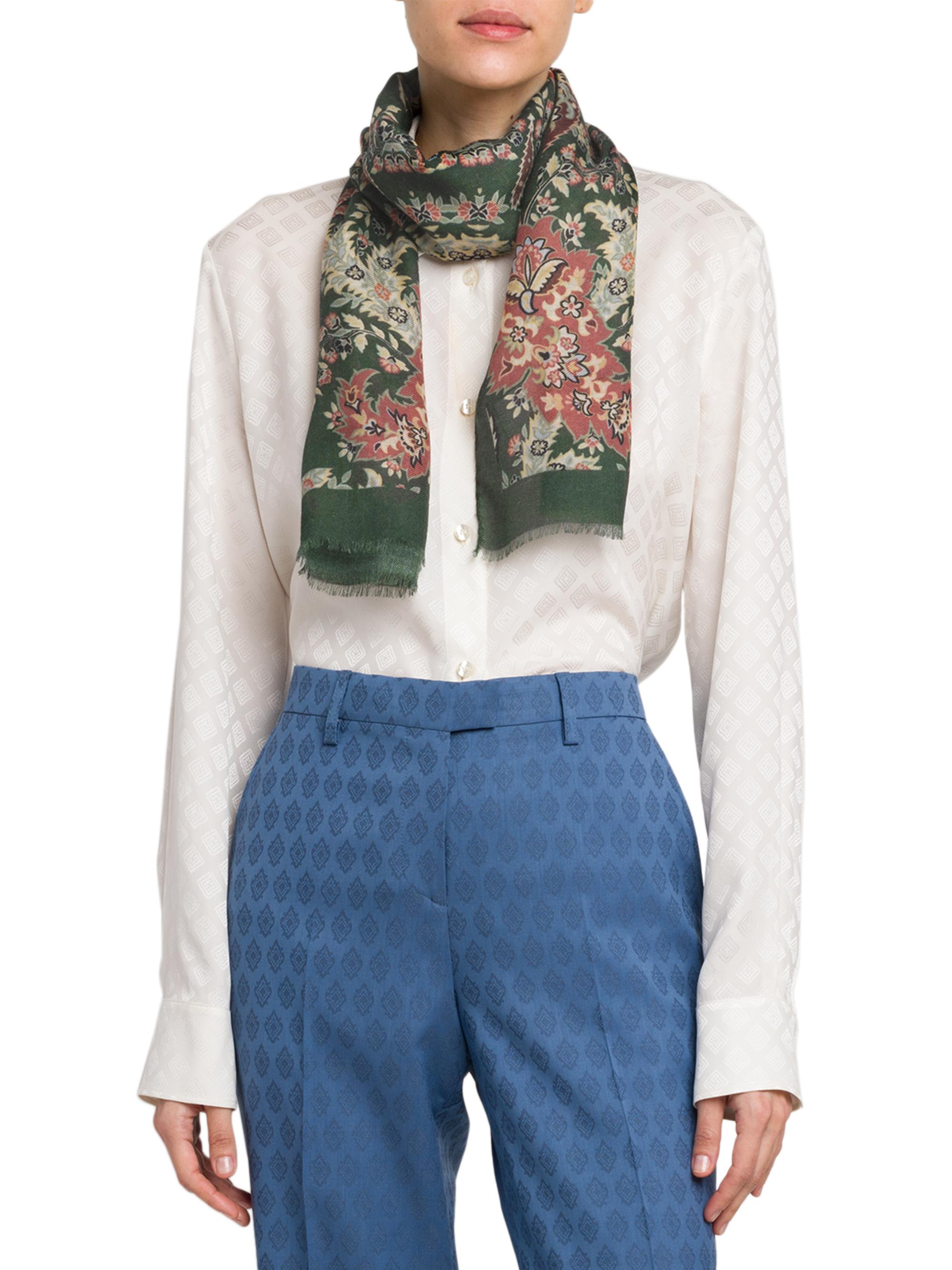 Etro Women's Tosca Lotus Wool-Cashmere-Silk Scarf - Green Multi