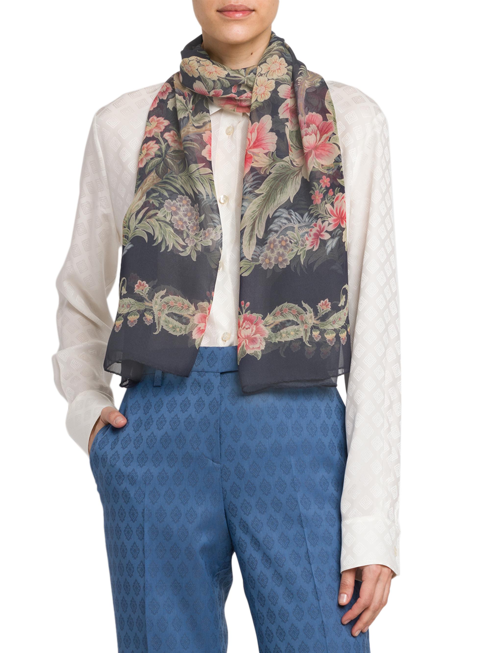 Etro Women's Boheme Floral Silk Scarf - Black Multi
