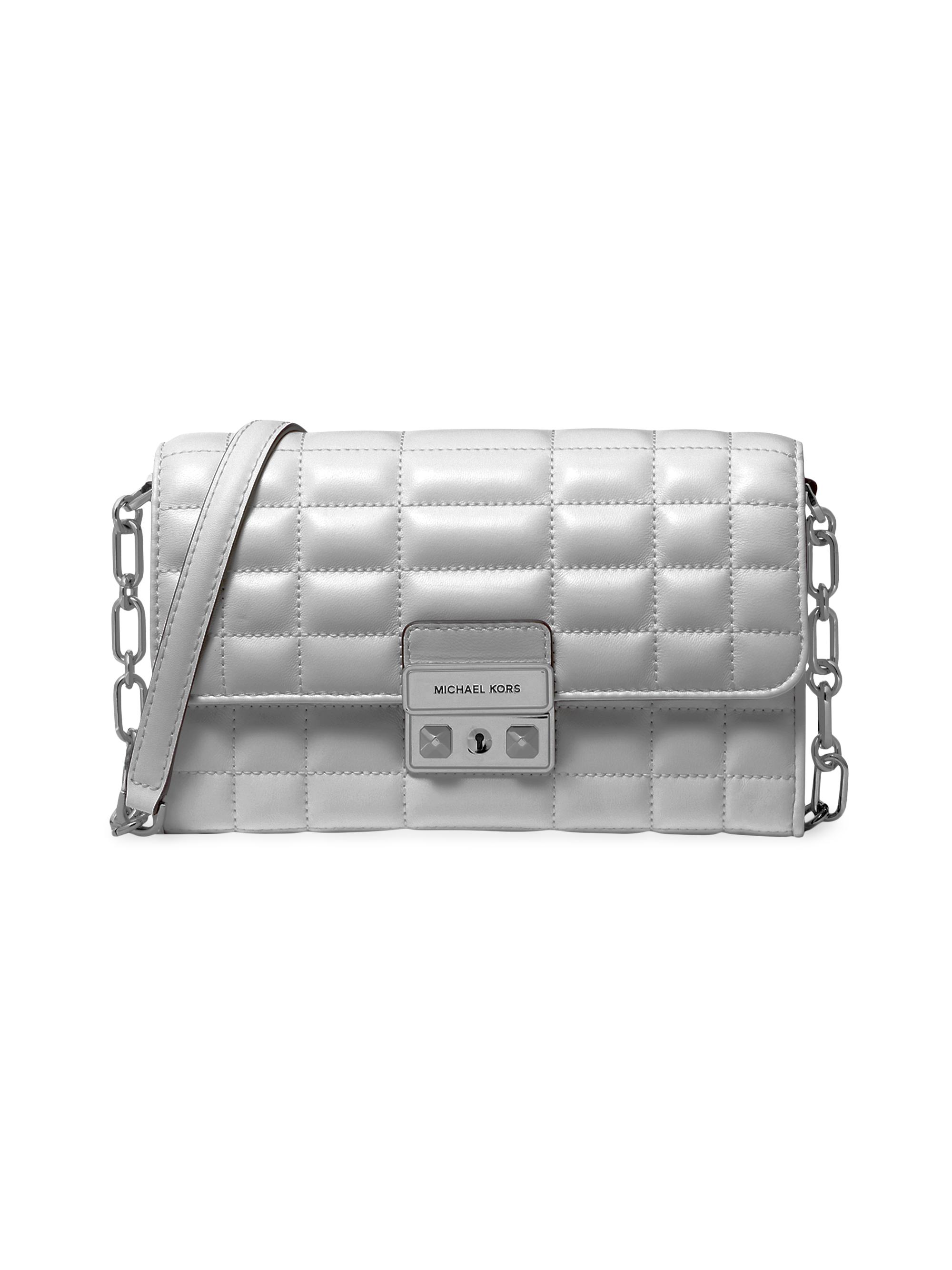 MICHAEL Michael Kors Women's Tribeca  Wallet-On-Chain Leather Crossbody Bag - Silver