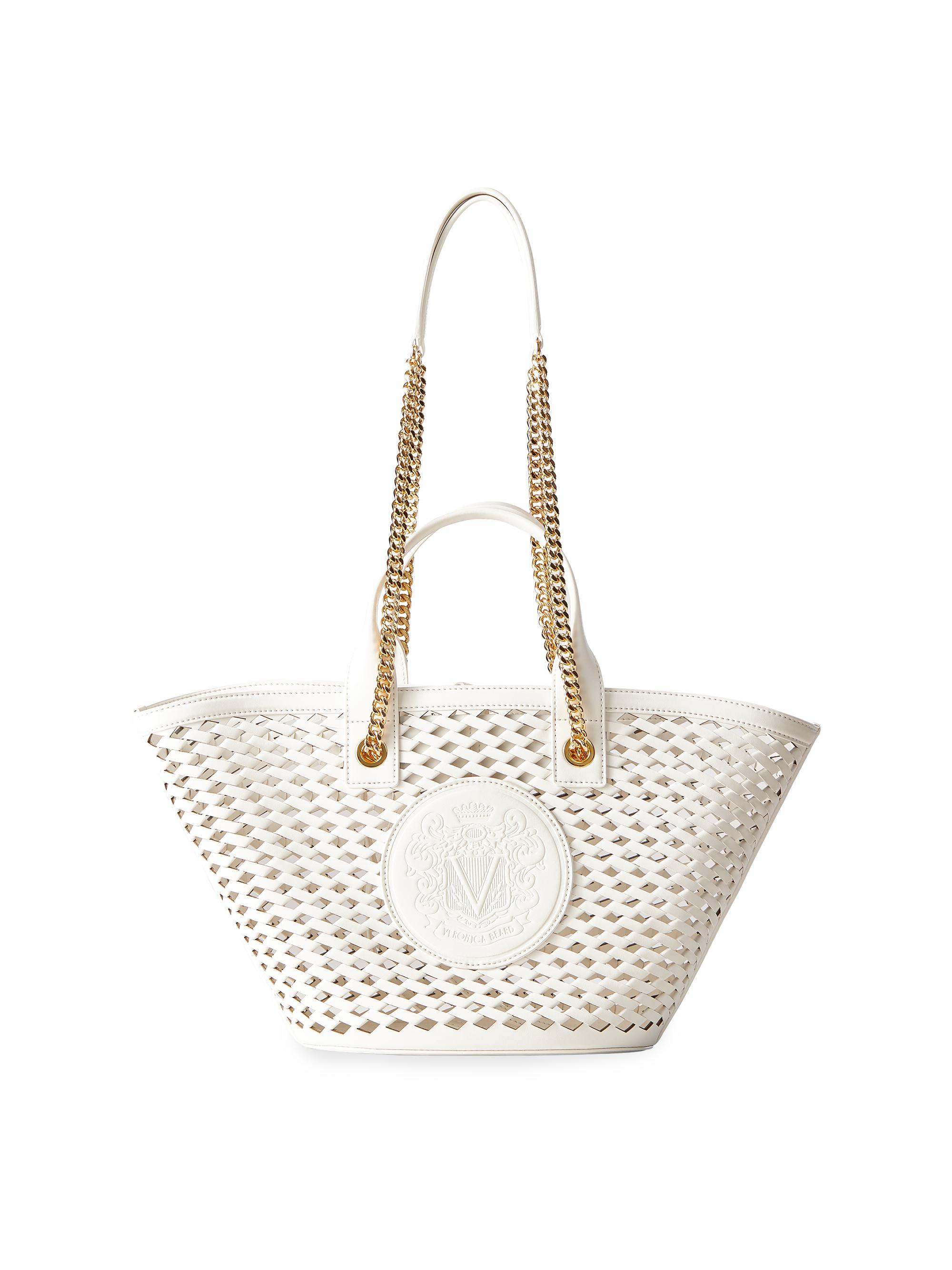Veronica Beard Women's Woven Crest Leather Tote Bag - Offwhite