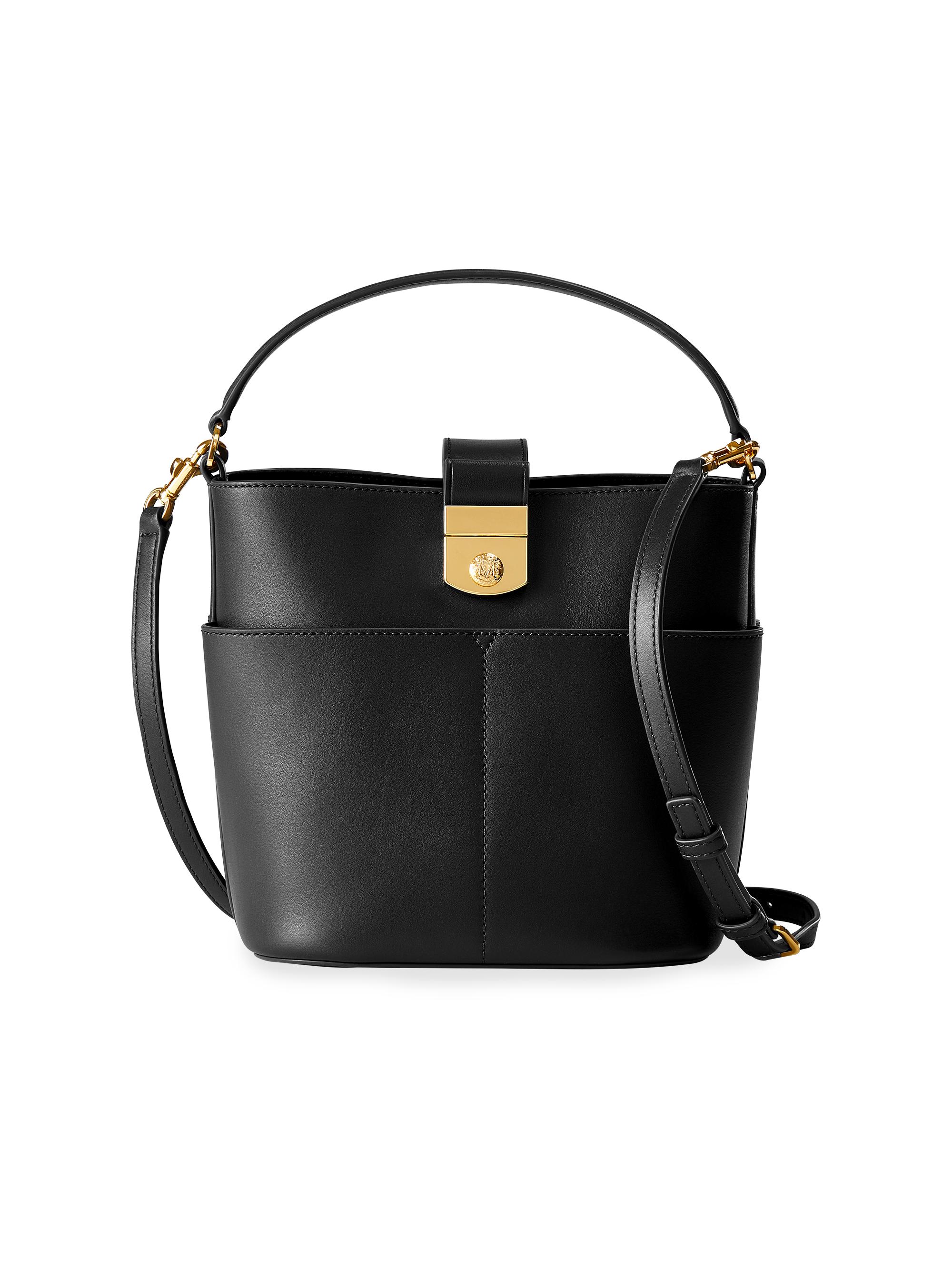 Veronica Beard Women's Crest Lock Leather Bucket Bag - Navy