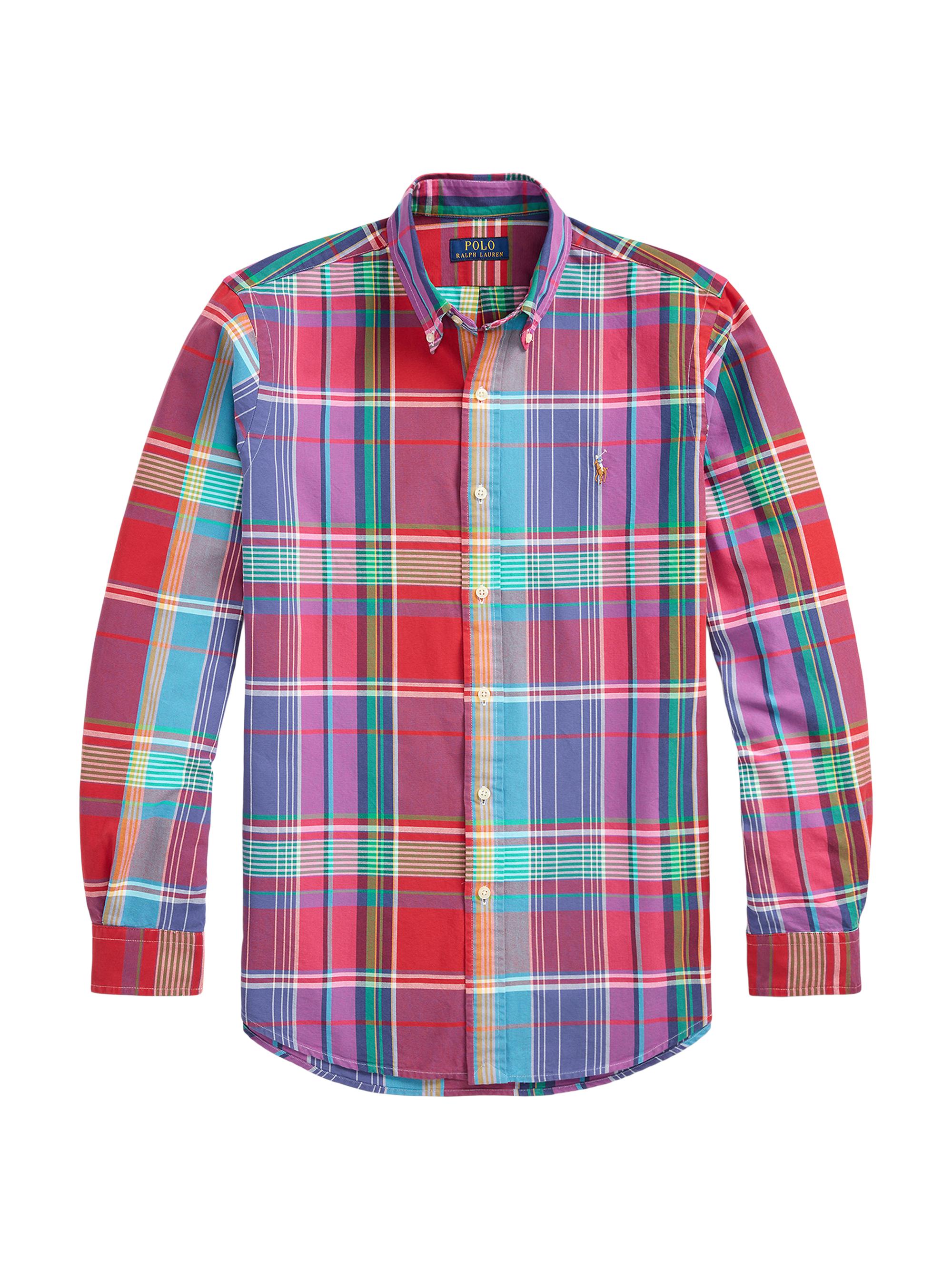 Polo Ralph Lauren Men's Plaid Cotton Button-Down Oxford Shirt - Red Blue Multi