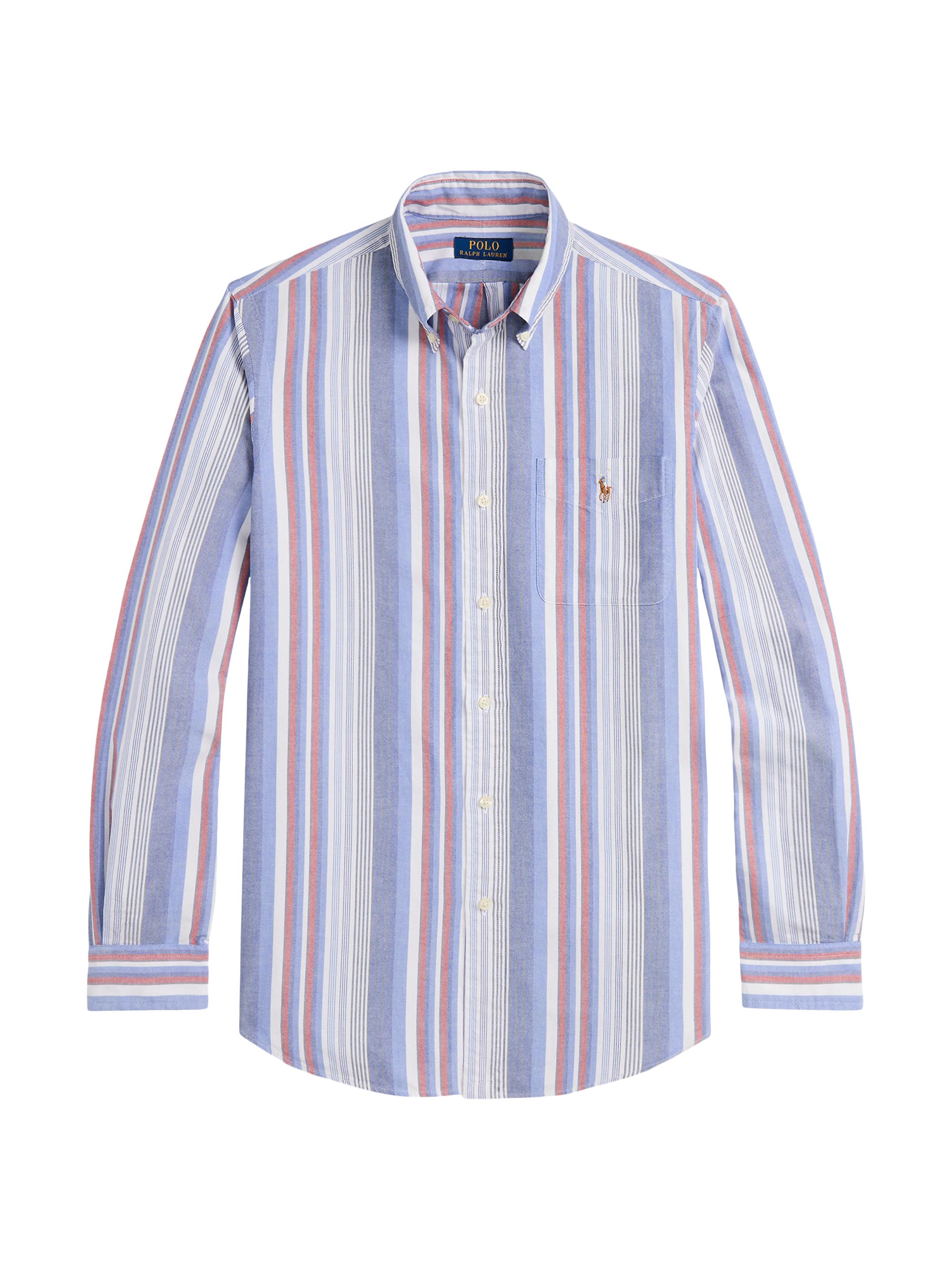 Polo Ralph Lauren Men's Striped Oxford Long-Sleeve Sport Shirt - Blue Red Multi