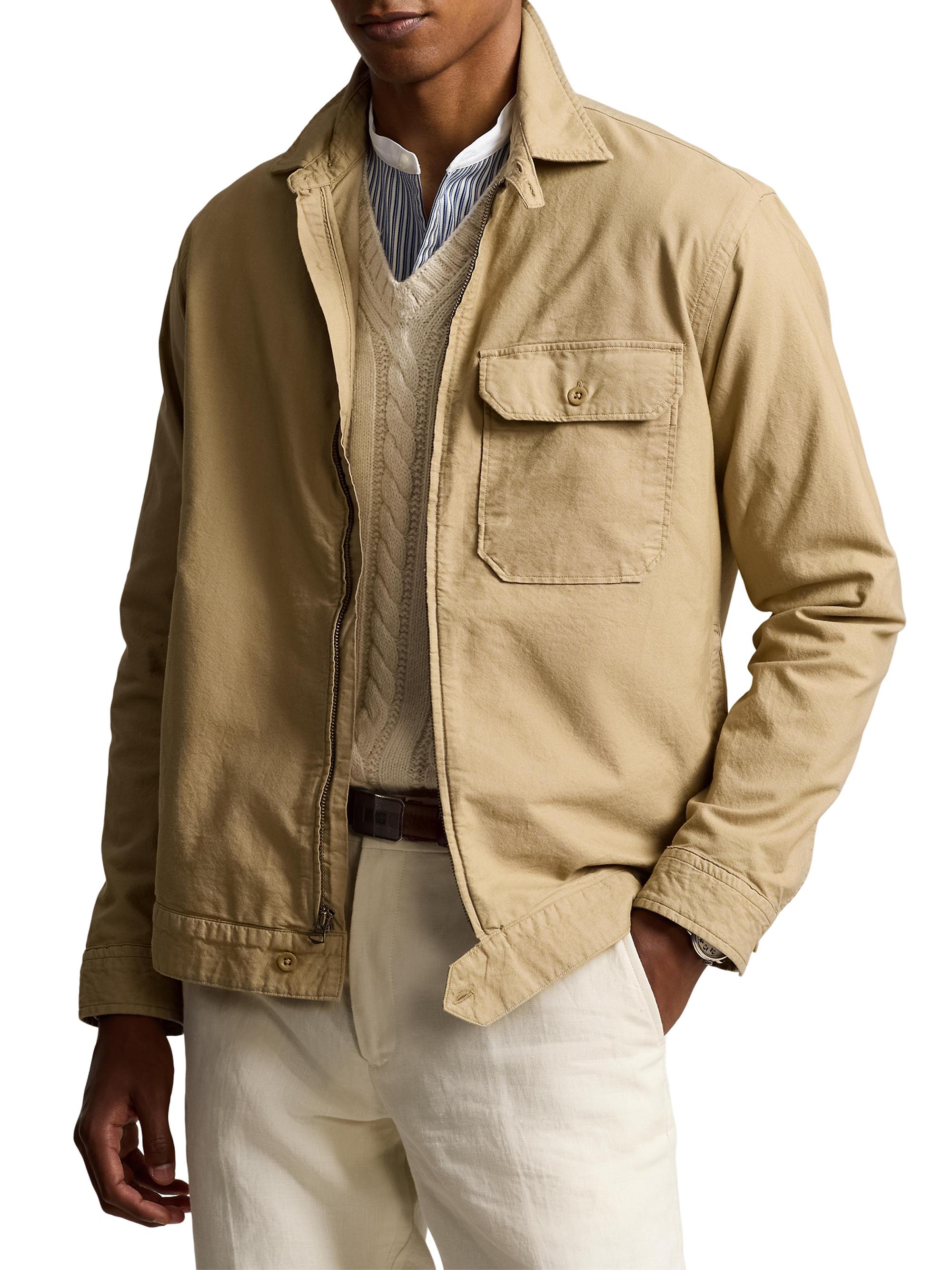 Polo Ralph Lauren Men's Cotton Zip-Front Overshirt - Surrey Tan