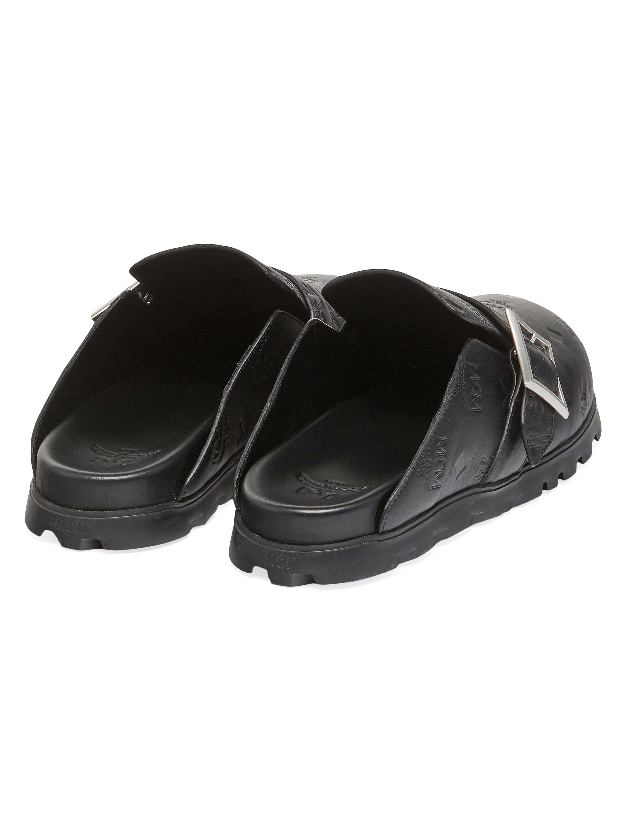 MCM MCM Collection Leather Flat Mules | Saks Fifth Avenue