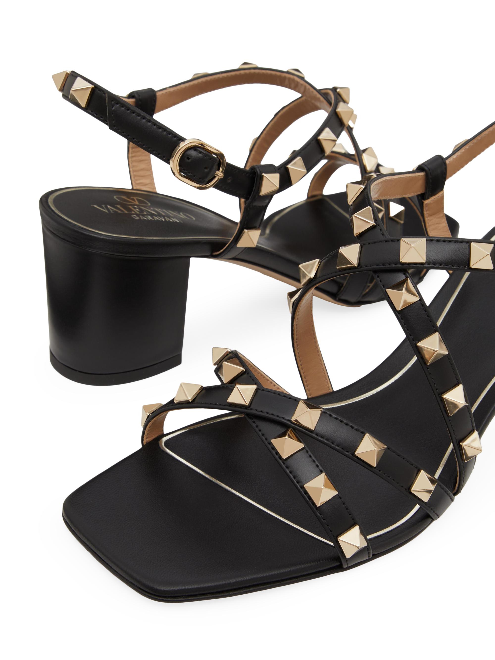 Valentino Garavani Rockstud Calfskin Sandals 60MM | Saks Fifth Avenue