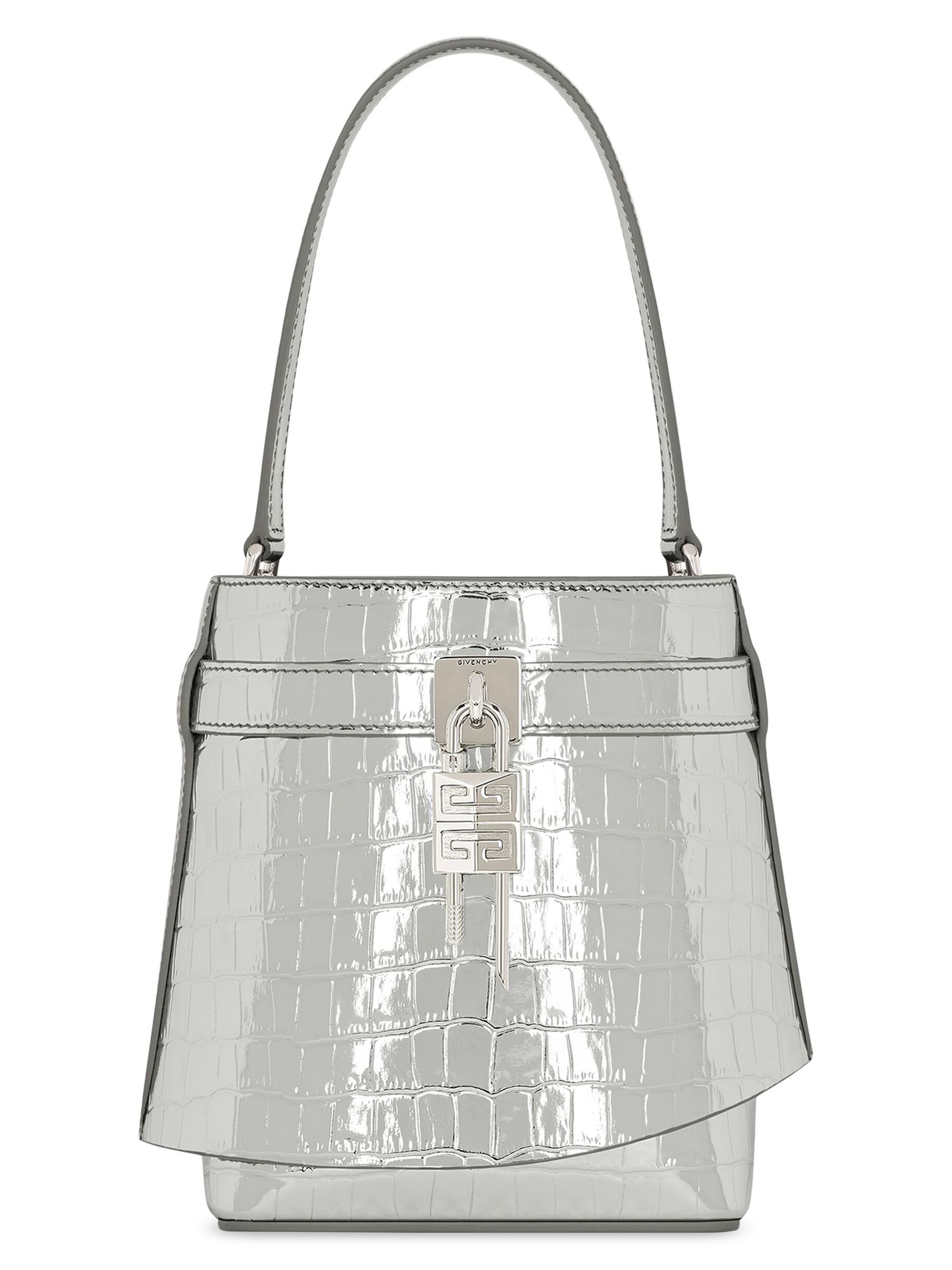 Givenchy Women's Plage Shark Lock Bucket Bag in Crocodile Effect Leather - Light Silvery