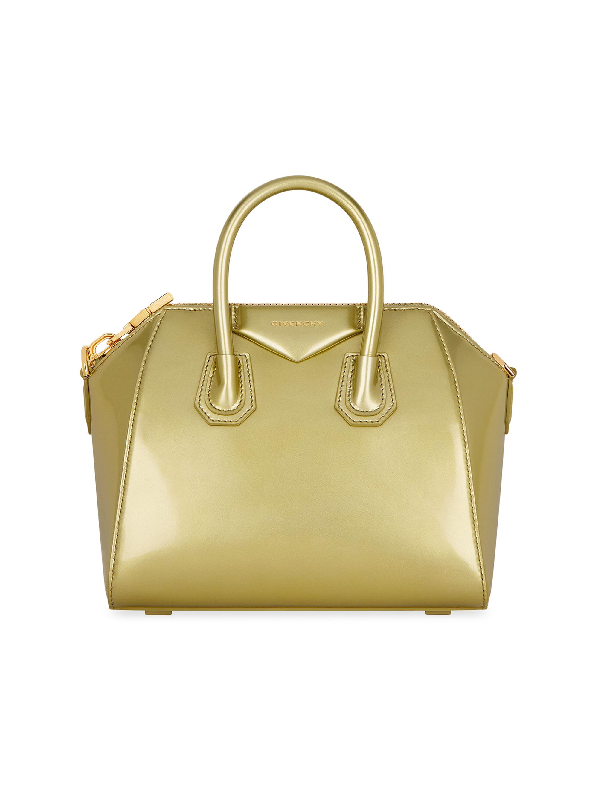 Givenchy Women's Mini Antigona Bag in Patent Effect Leather - Almond Green