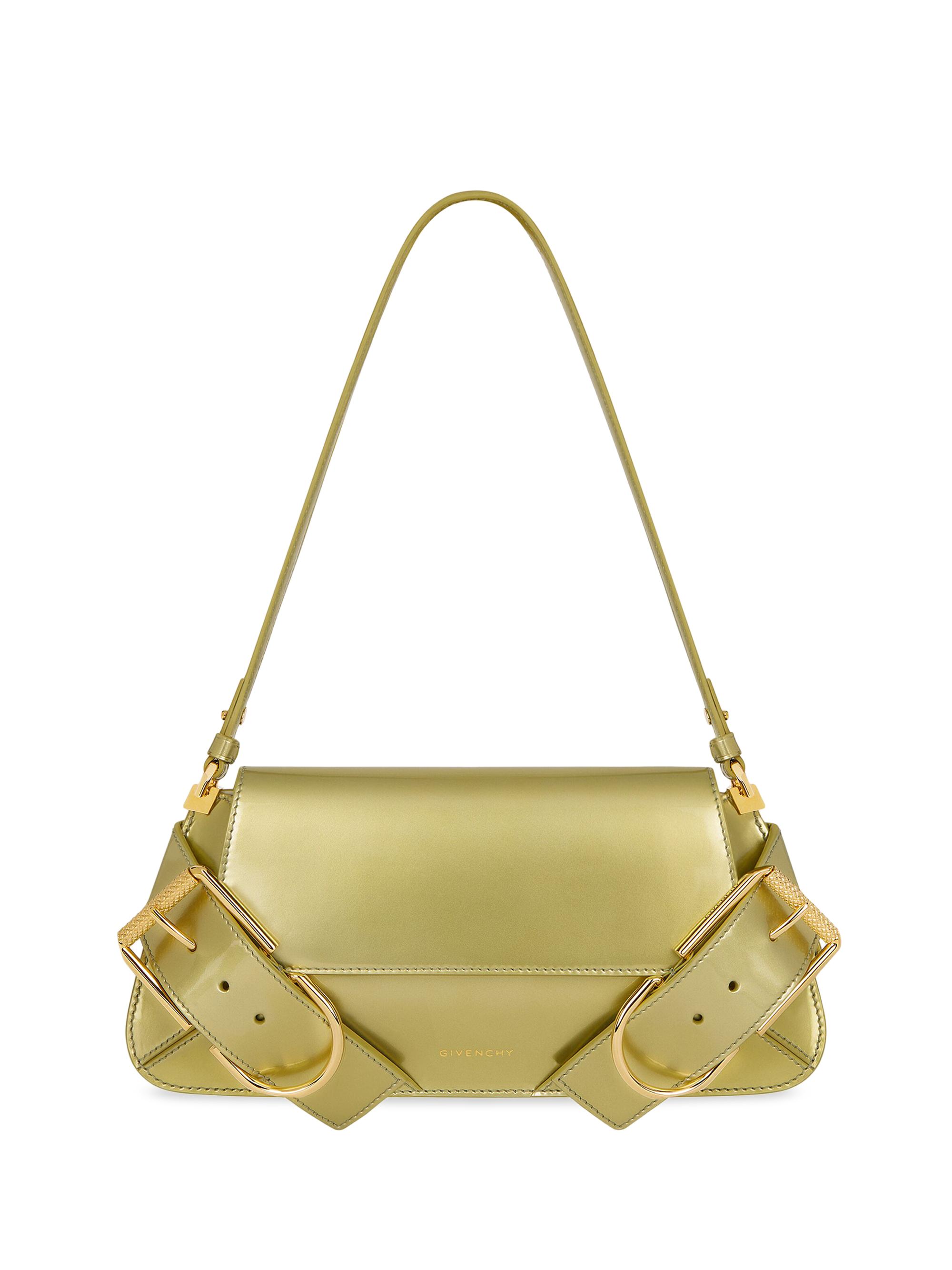 Givenchy Women's Voyou Shoulder Flap Bag in Patent Effect Leather - Almond Green