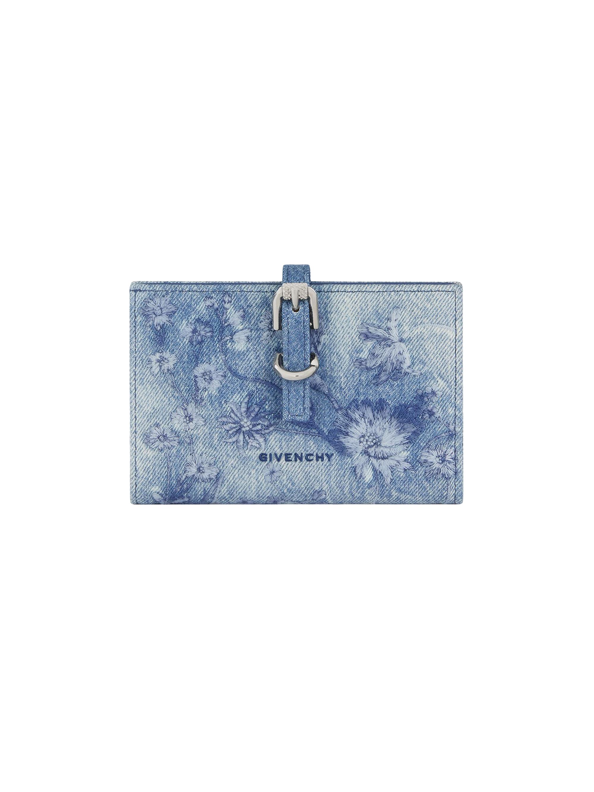Givenchy Women's Voyou Wallet in Washed Embroidered Denim Blue