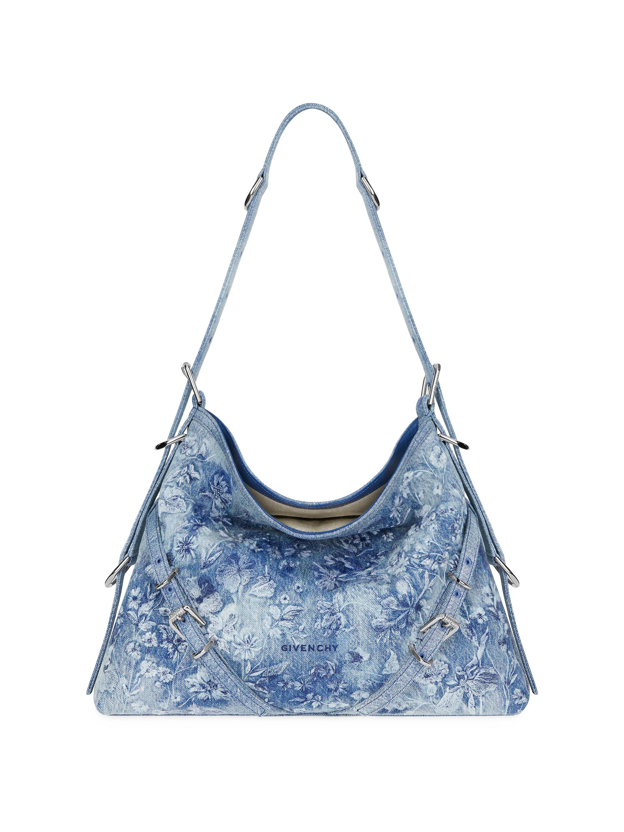 Givenchy Women's  Voyou Bag in Washed Embroidered Denim Blue
