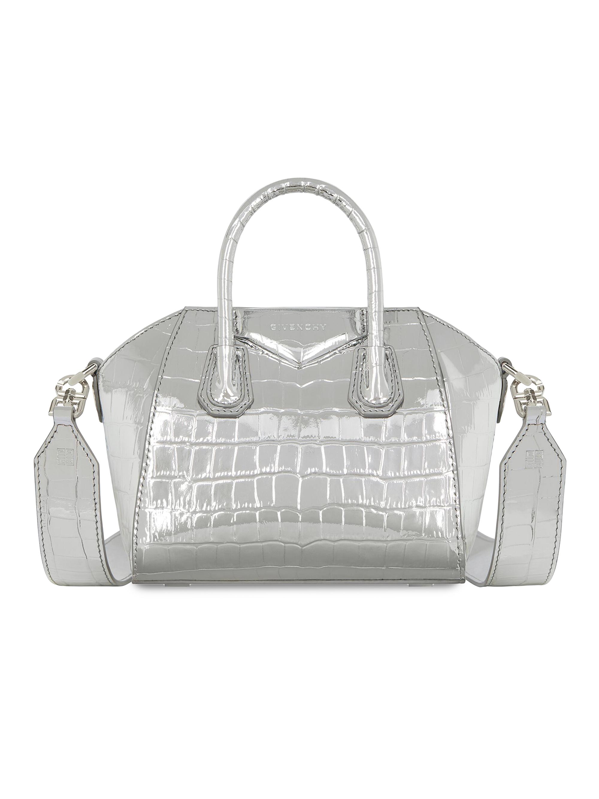 Givenchy Women's Antigona Toy Top Handle Bag in Crocodile Effect Leather - Light Silvery
