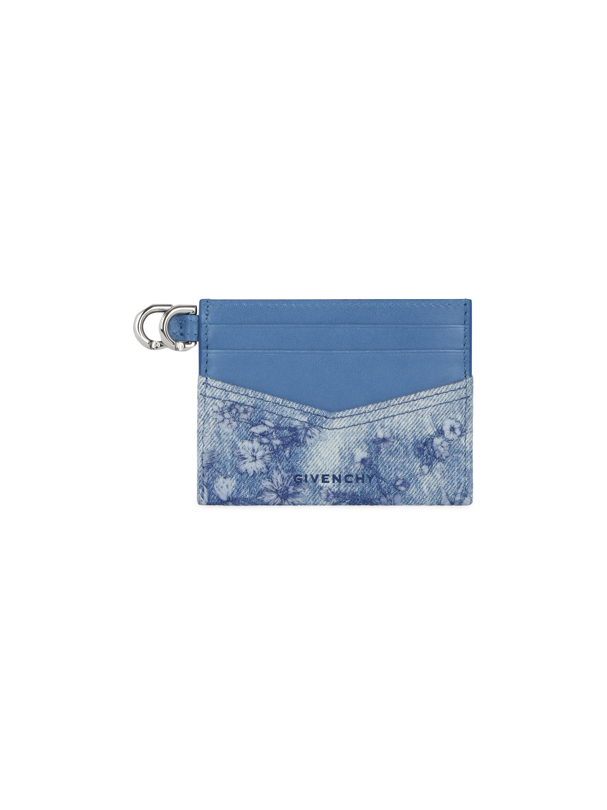 Givenchy Women's Voyou Card Holder in Washed Embroidered Denim Blue