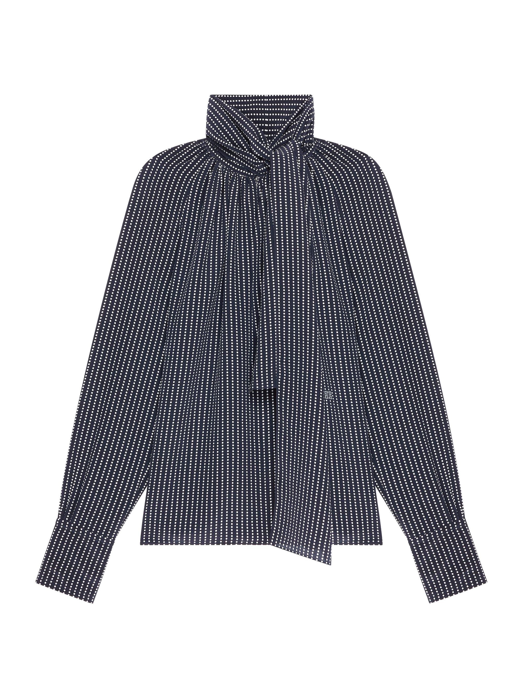 Givenchy Women's Polka Dots Blouse in Silk with Lavalliere - Navy White
