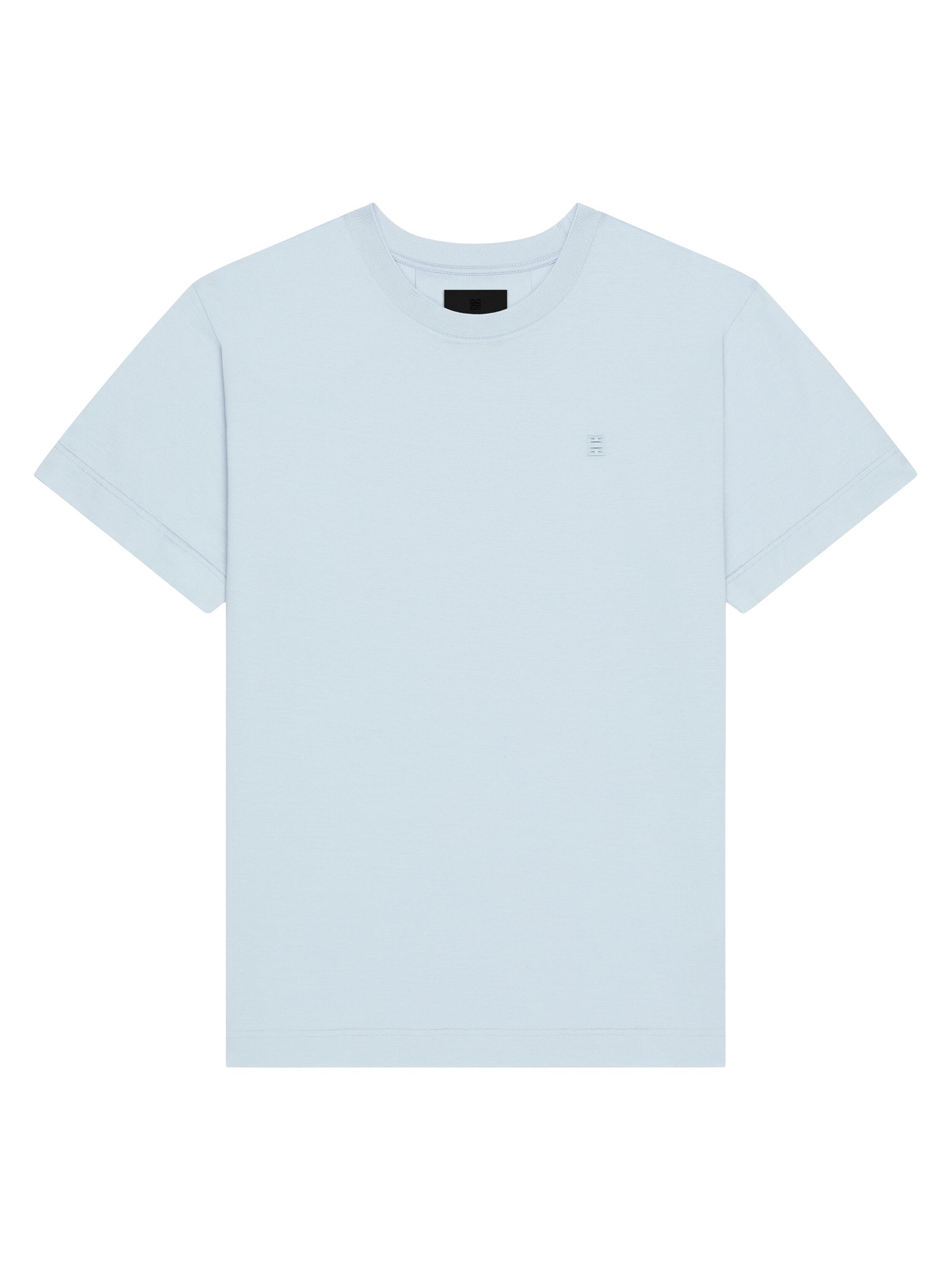 Givenchy Men's Plage T-Shirt in Mercerized Cotton with 4G Detail - Sky Blue