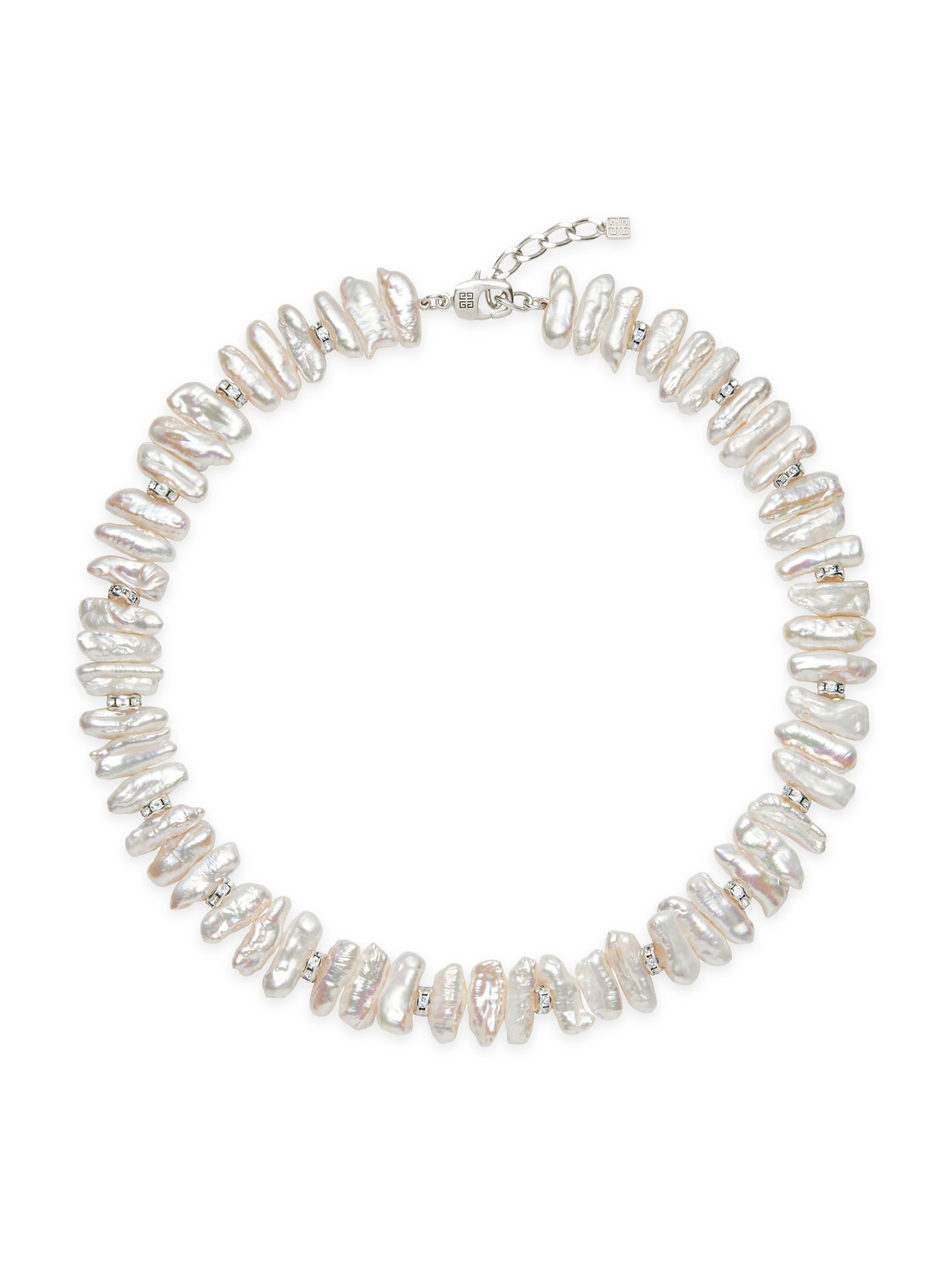 Givenchy Men's Pearl Necklace with Crystals - White