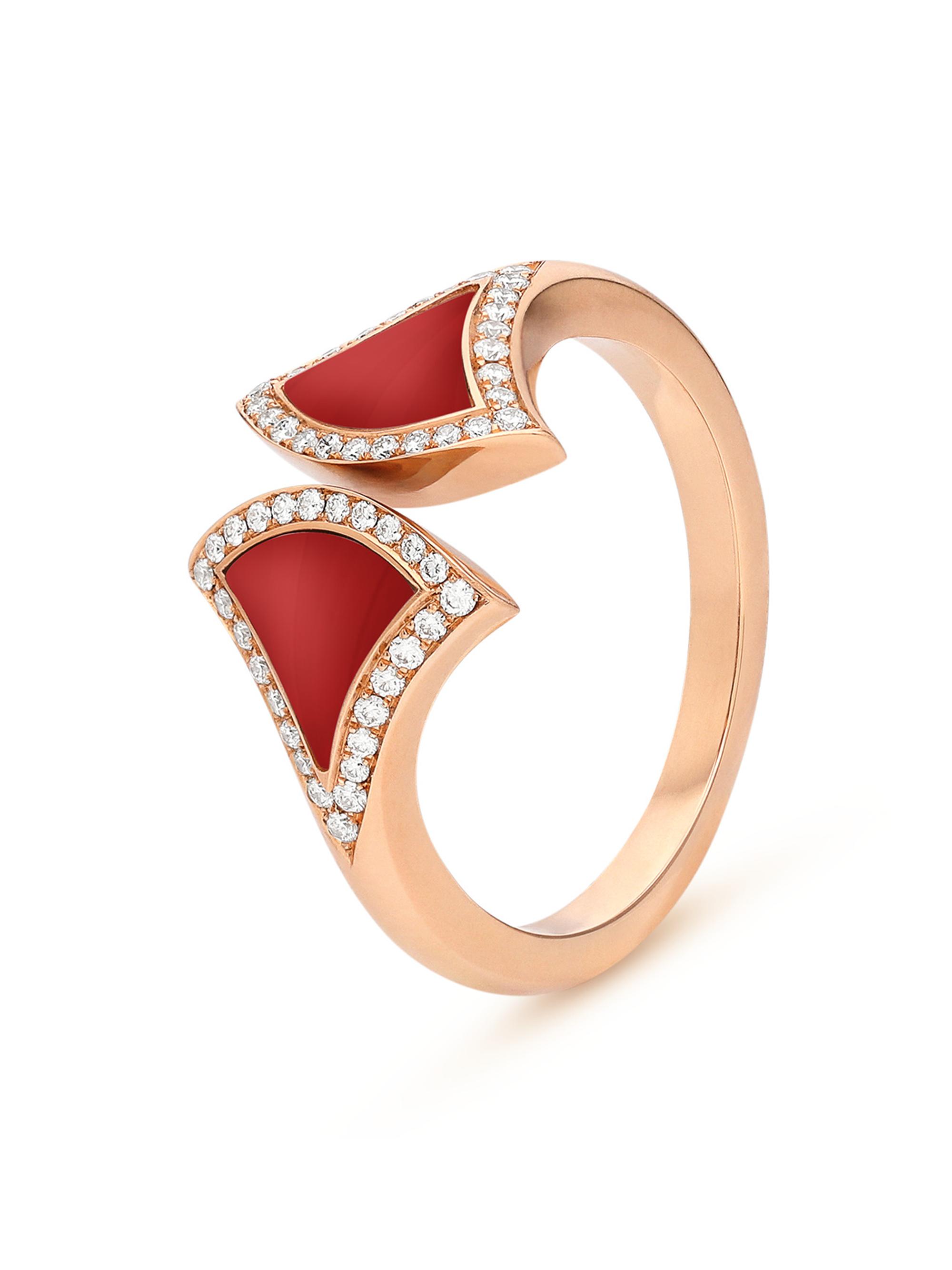 BVLGARI Women's Divas' Dream 18K Rose Gold, Carnelian & 0.1 TCW Diamond Ring - Pink Gold