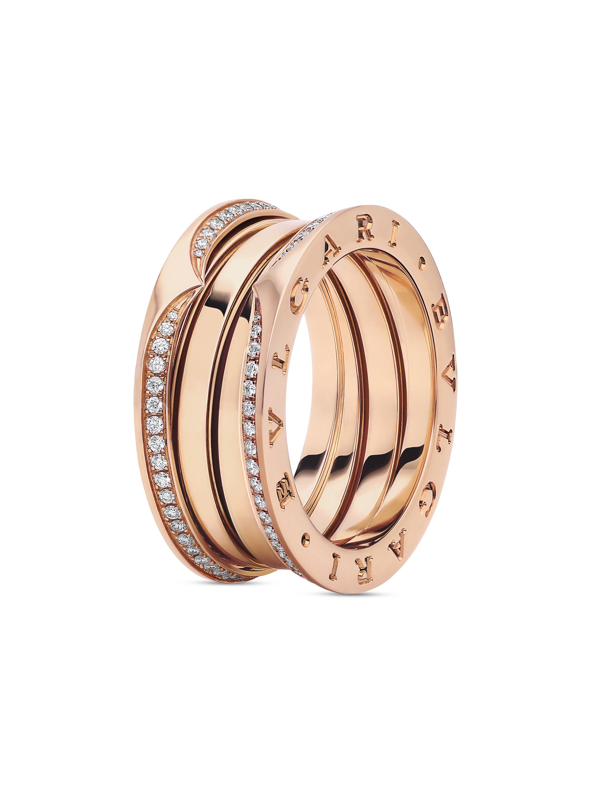 BVLGARI Women's B. zero1 18K Rose Gold & 0.43 TCW Diamond 3-Band Ring - Pink Gold