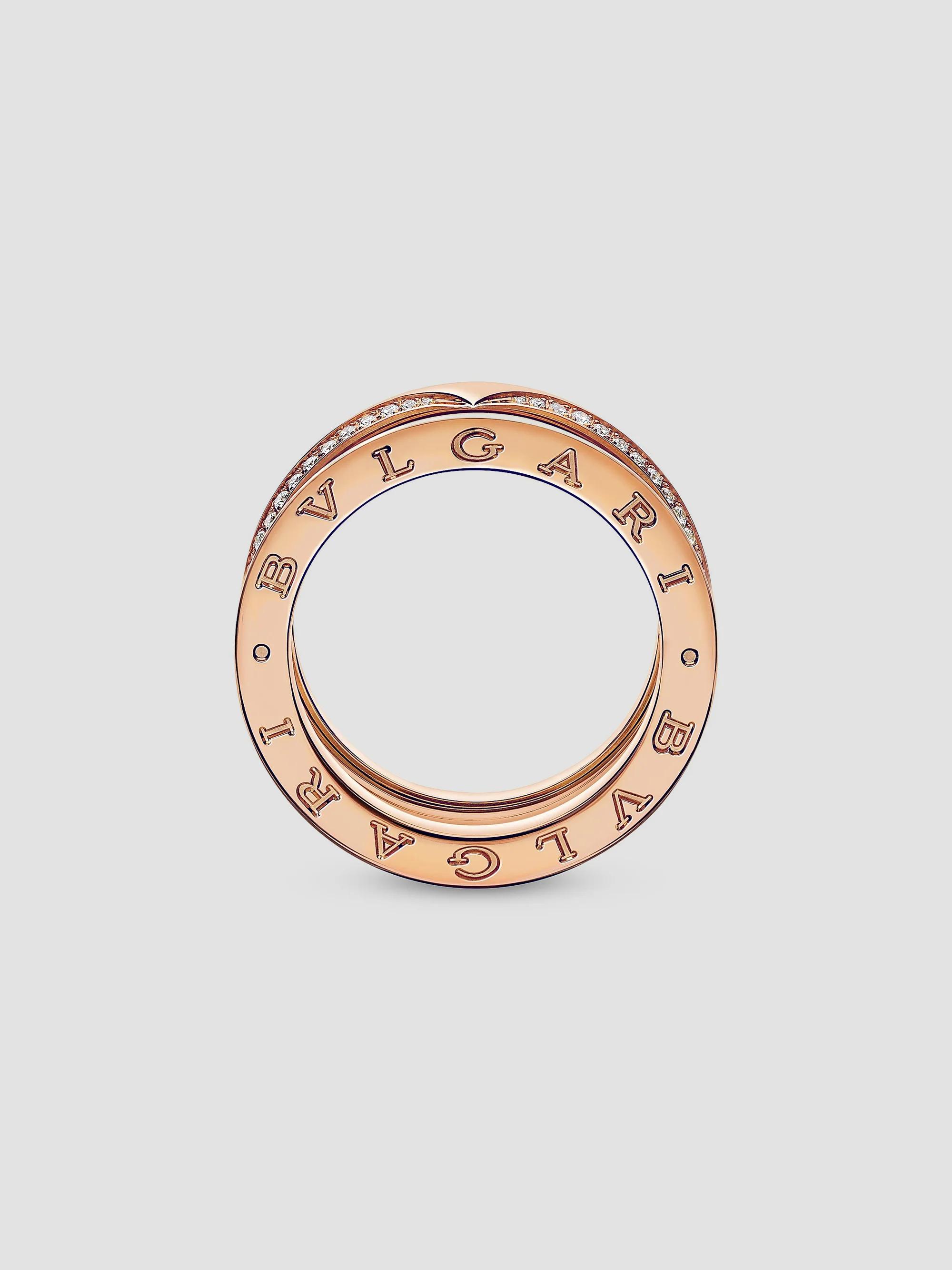 BVLGARI B.zero1 18K Rose Gold & 0.43 TCW Diamond 3-Band Ring