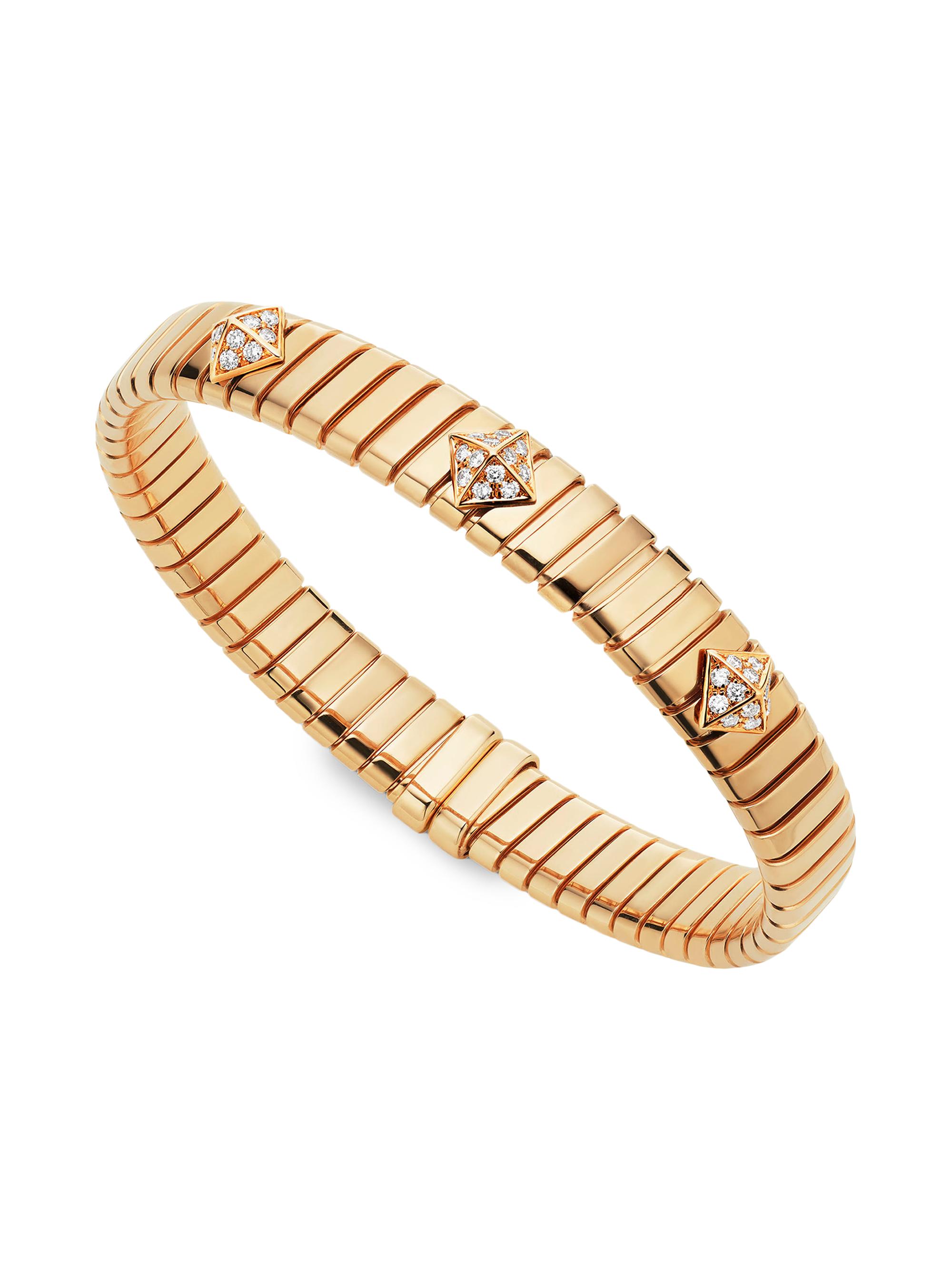 BVLGARI Women's Tubogas 18K Yellow Gold & 0.29 TCW Diamond Bracelet - Yellow Gold