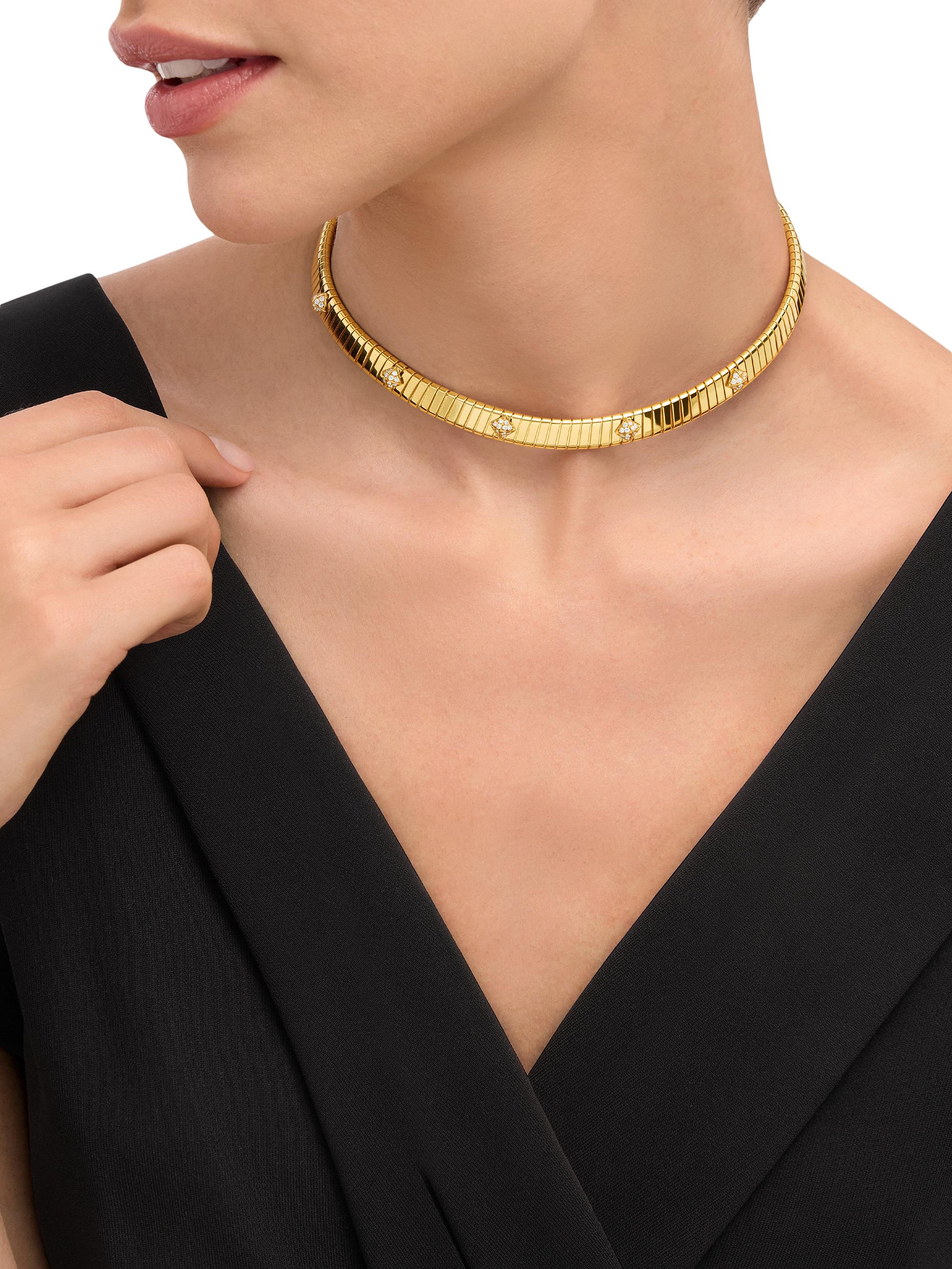 BVLGARI Tubogas 18K Yellow Gold & 0.48 TCW Diamond Necklace | Saks