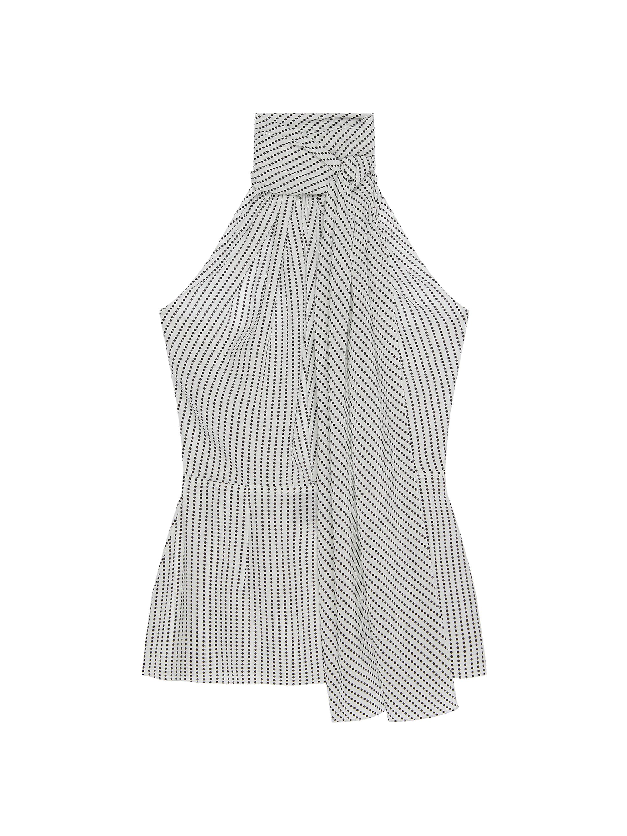 Givenchy Women's Polka Dots Top in Silk with Lavalliere - Ecru Black