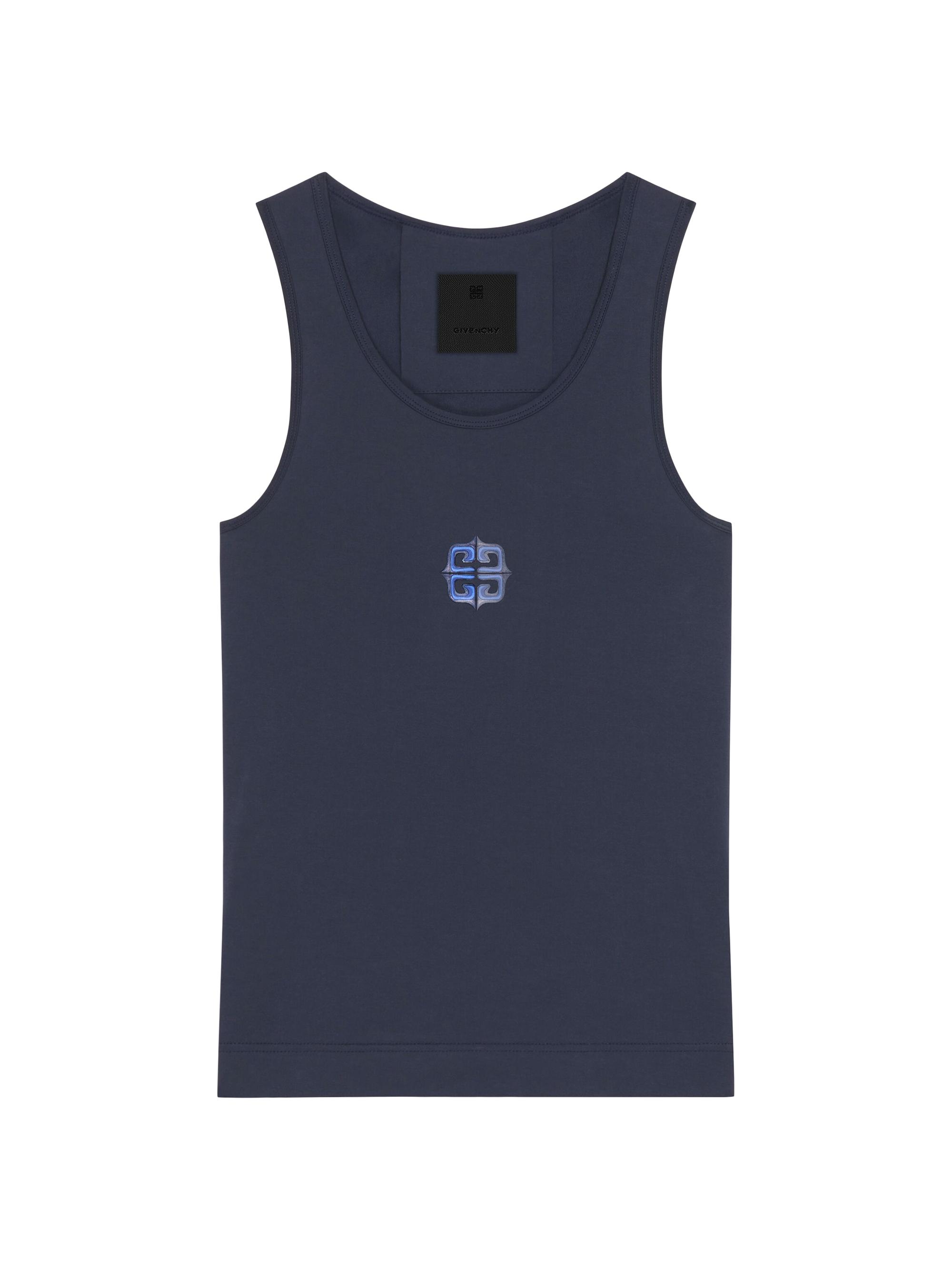 Givenchy Women's Slim Fit 4G Liquid Tank Top in Cotton - Navy