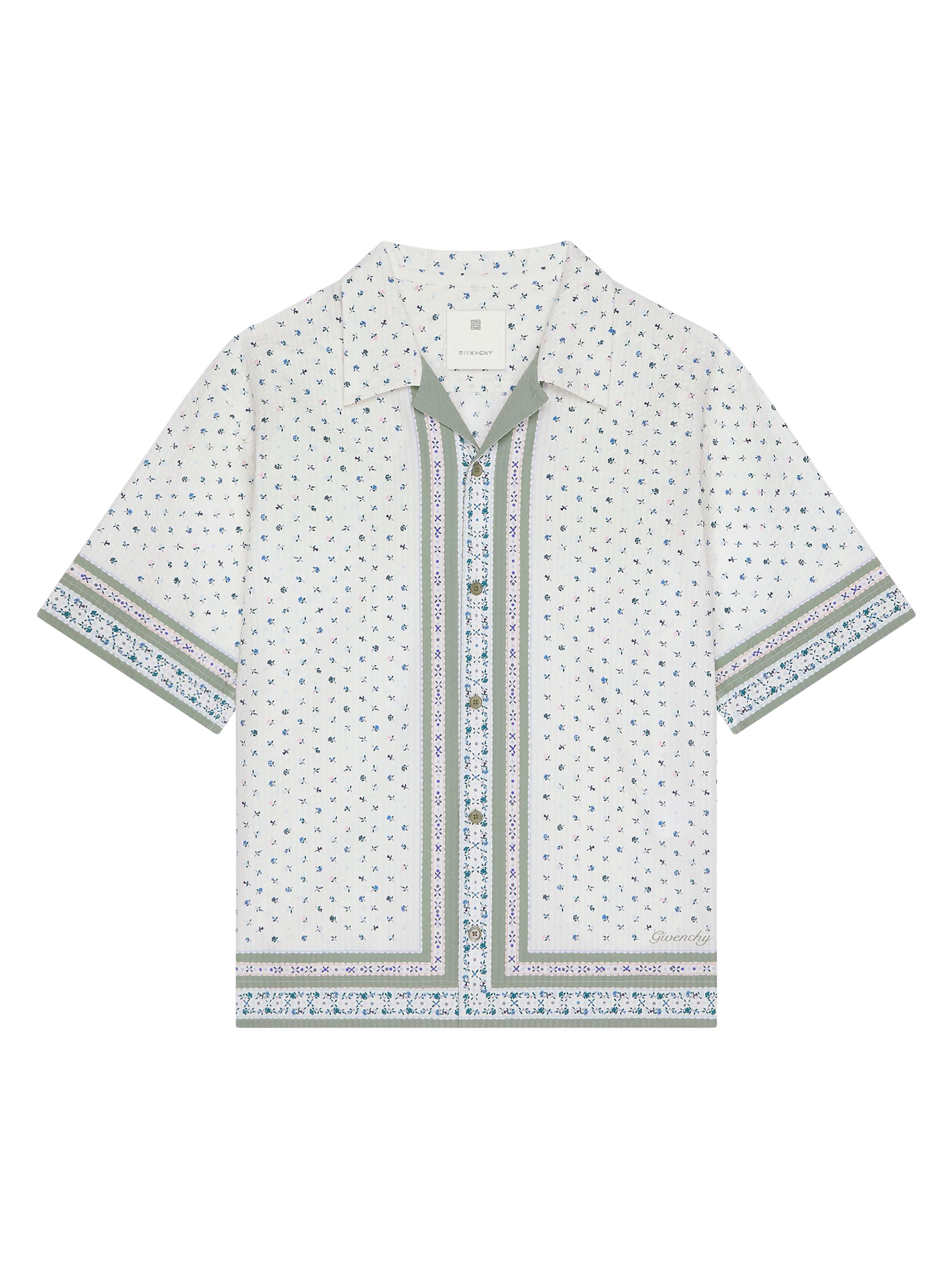 Givenchy Men's Boxy Fit Printed Shirt in Cotton - Cream Green
