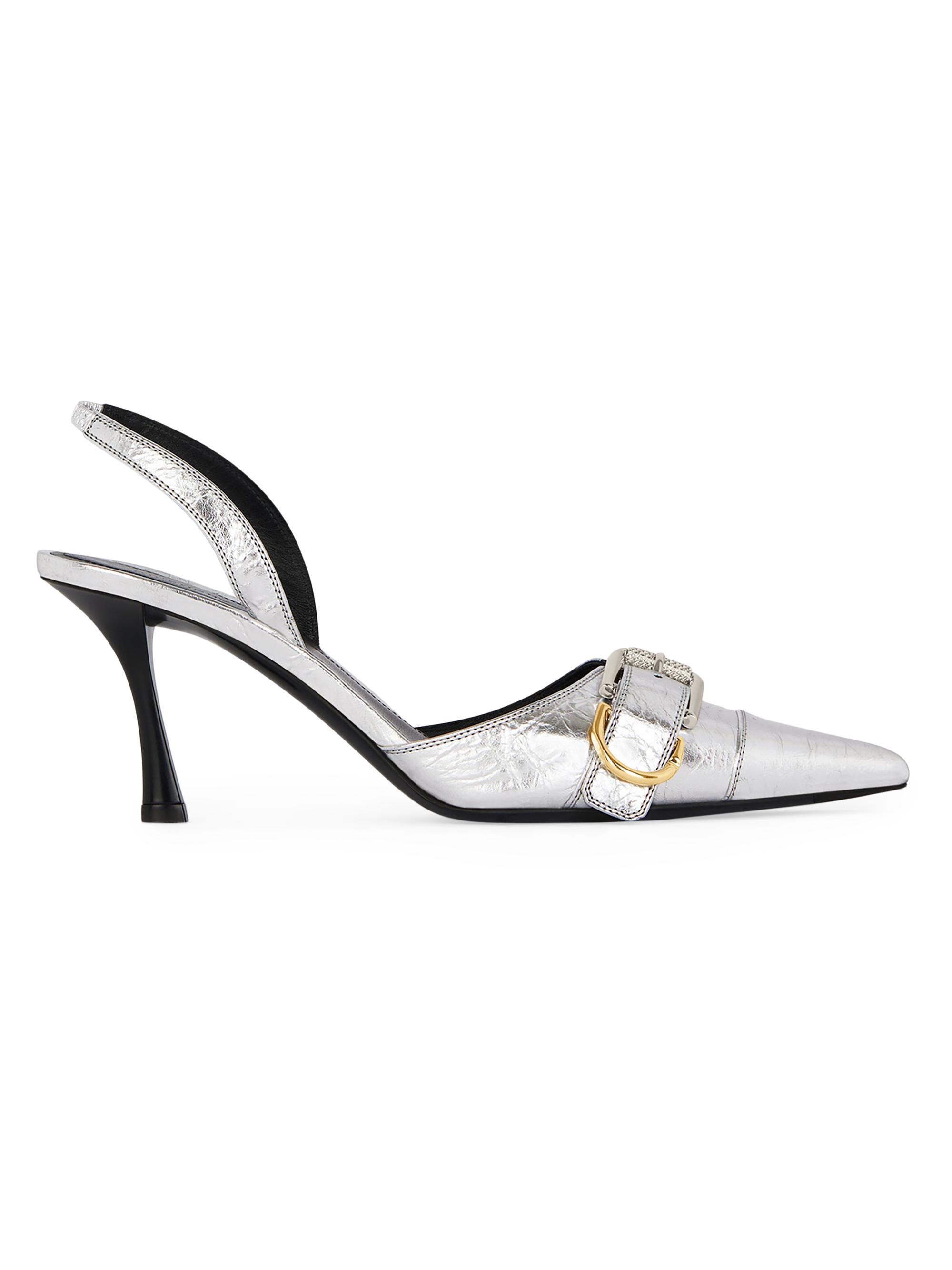 Givenchy Women's Voyou Slingbacks in Laminated Leather - Silvery