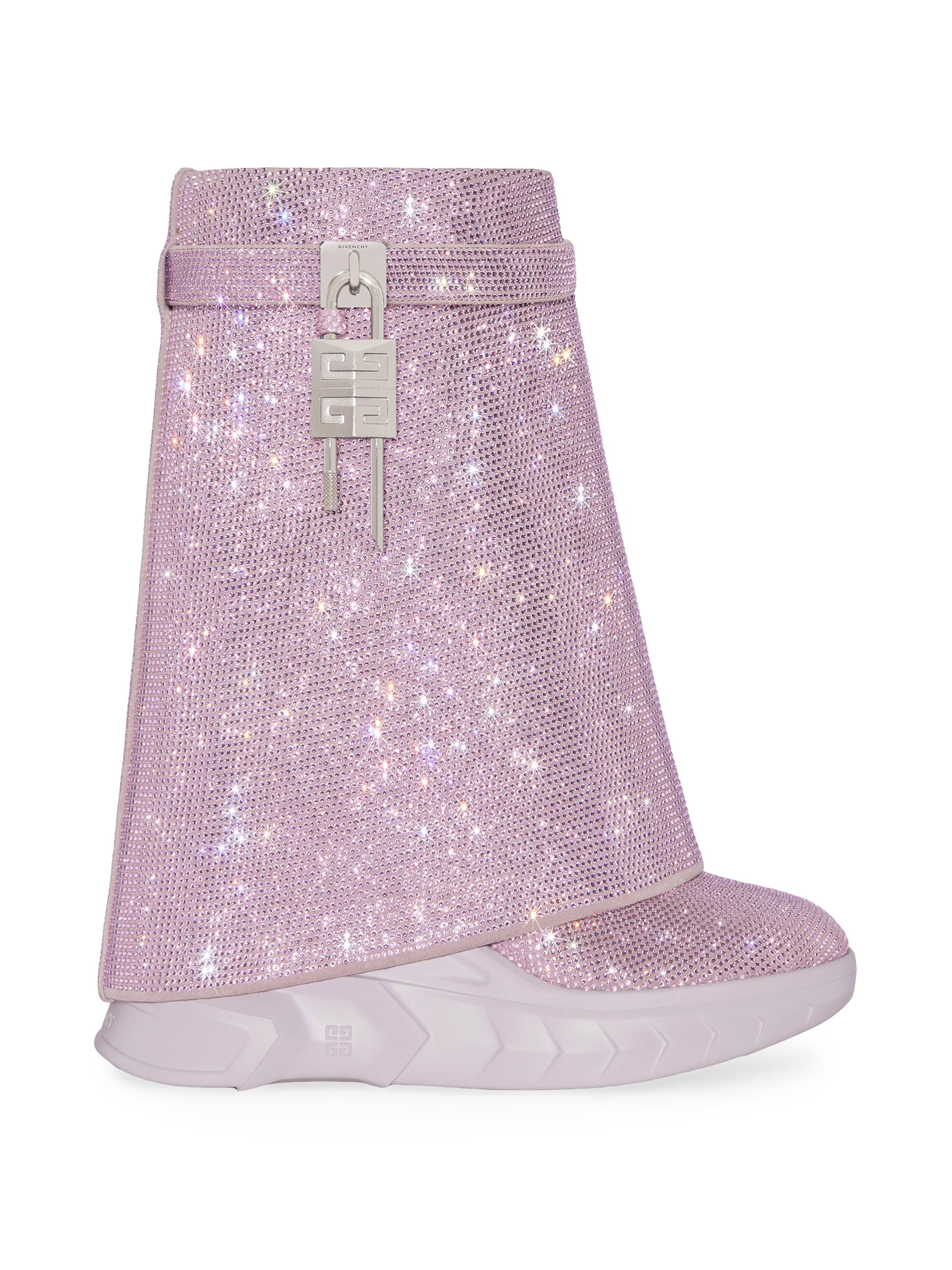 Givenchy Women's Shark Lock Biker Low Heel Ankle Boots - Soft Lilac