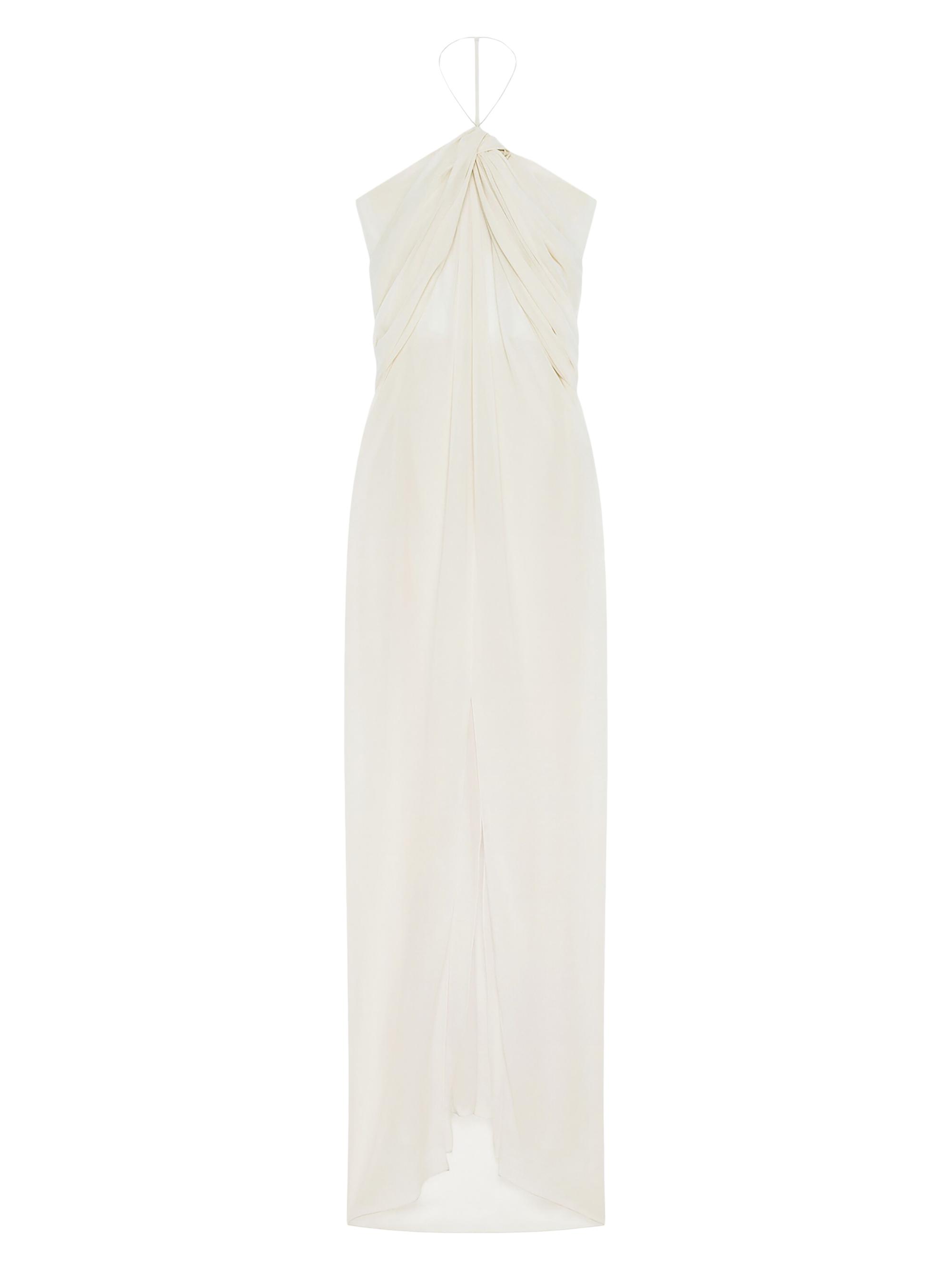 Givenchy Women's Evening Draped Dress in Silk with Crystals Detail - Eggshell