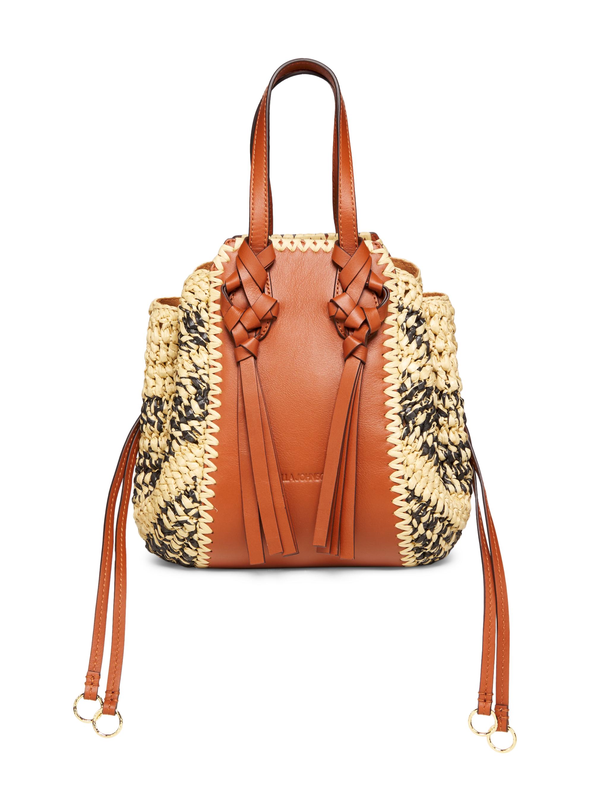 Ulla Johnson Women's Gio Raffia & Leather Top Handle Bag - Melange Stripe