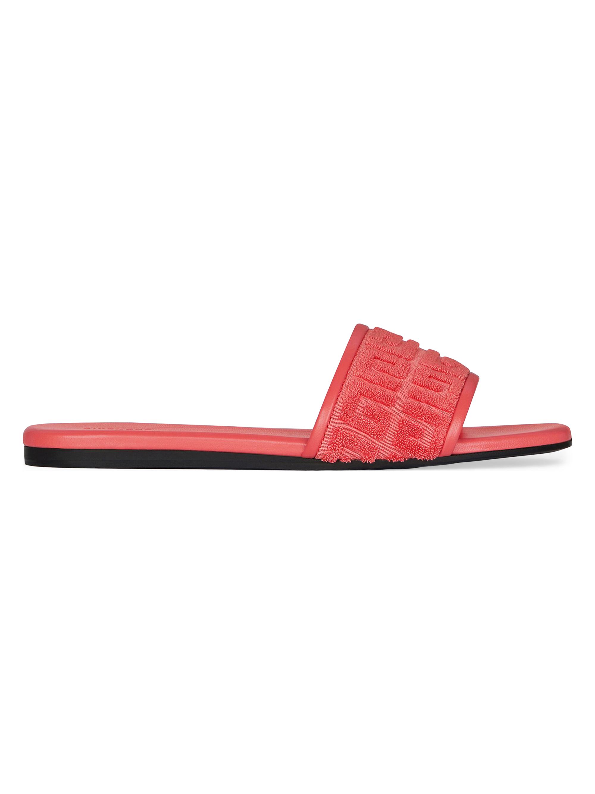 Givenchy Women's 4G Flat Mules in 4G Cotton Towelling - Coral