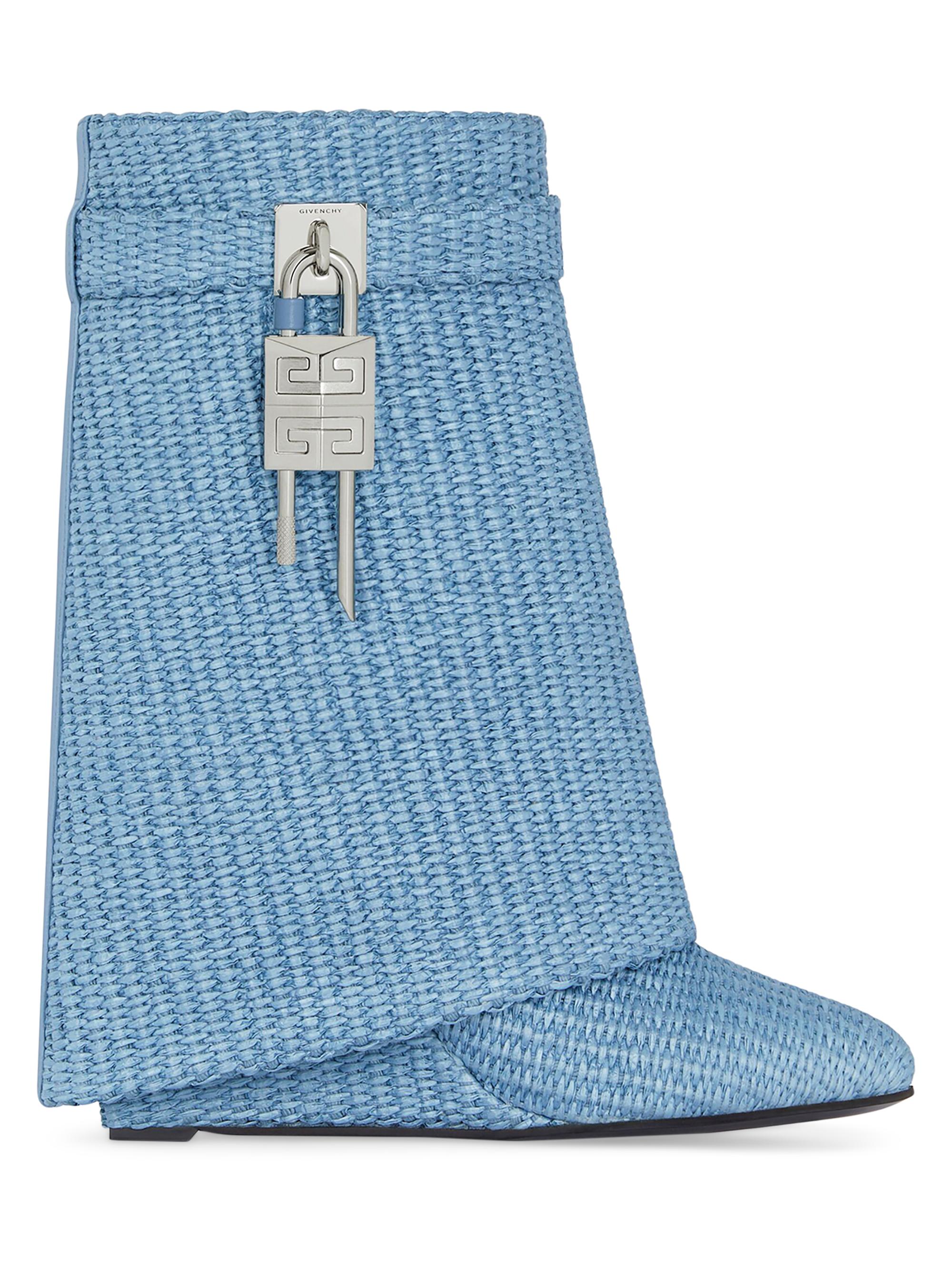 Givenchy Women's Shark Lock Ankle Boots in Raffia - Denim Blue