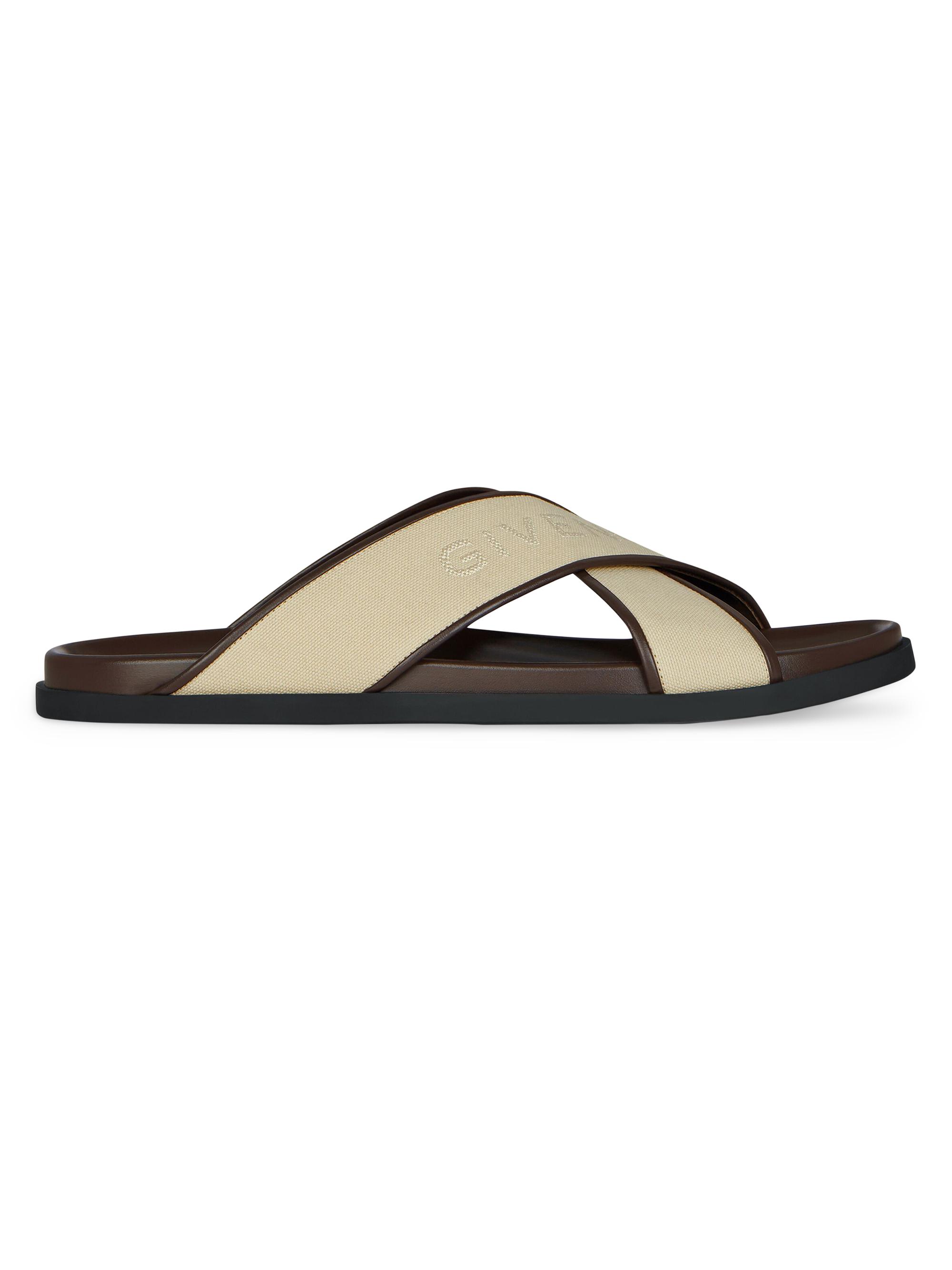 Givenchy Men's G Plage Flat Sandals in Canvas - Beige