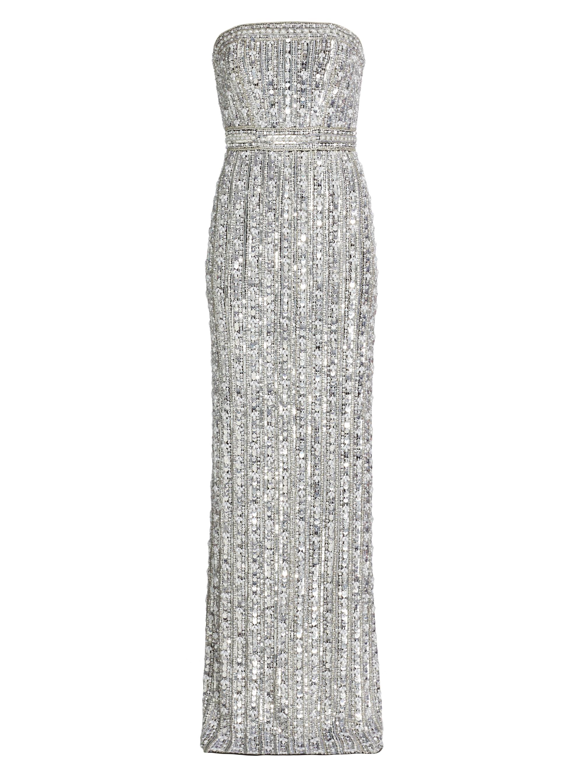 Pamella Roland Women's Beaded Strapless Column Gown - Silver