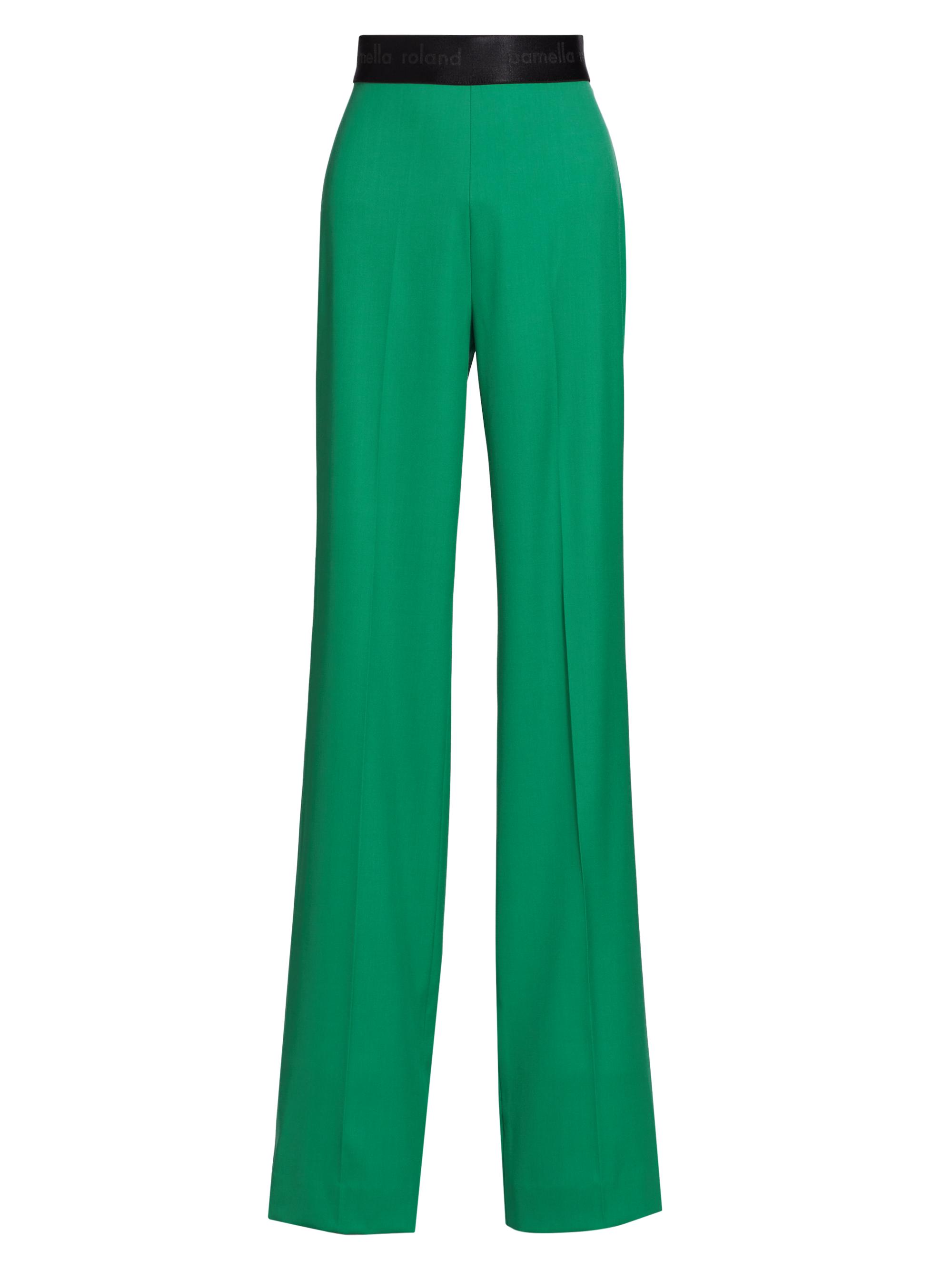 Pamella Roland Women's Cashmere Creased-Front Dress Trousers - Jade