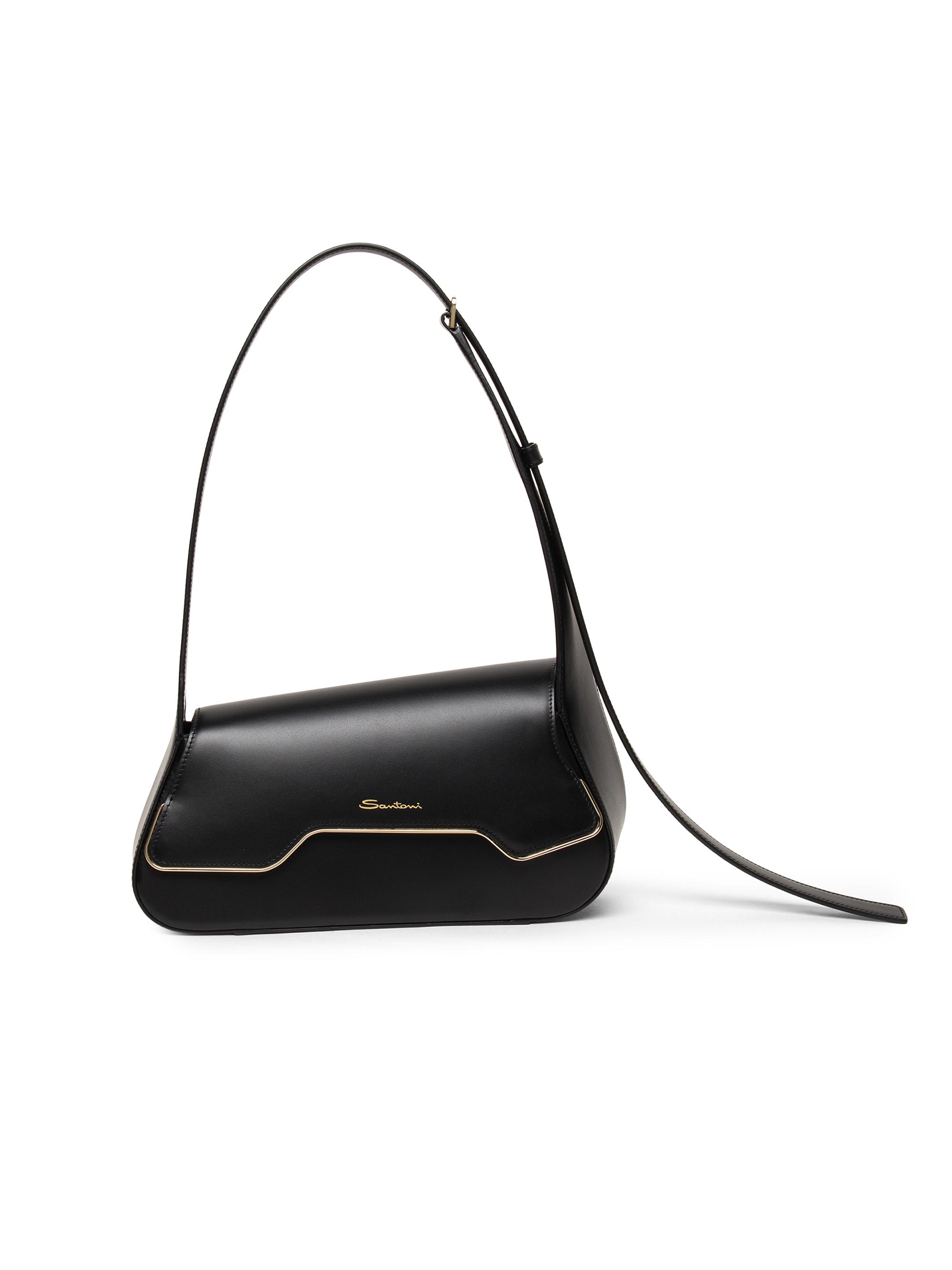 Santoni Women's Logo Leather Shoulder Bag - Black
