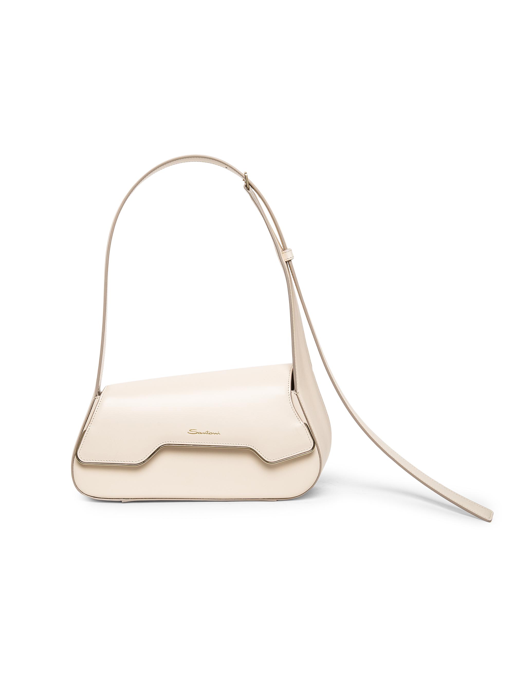 Santoni Women's Pluto Leather Shoulder Bag - White