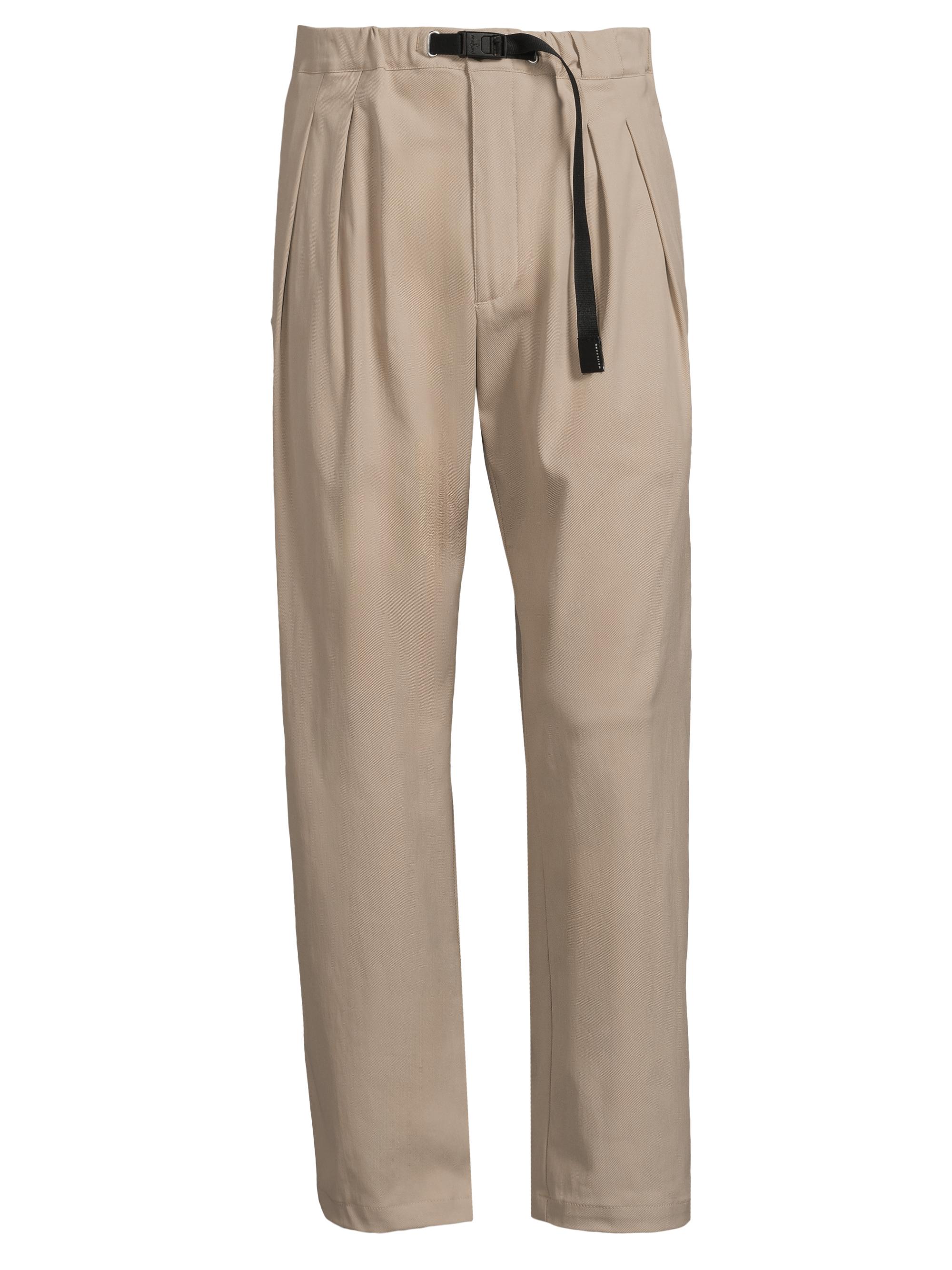White Sand Men's Pleated Cotton-Blend Wide Leg Pants - Tan