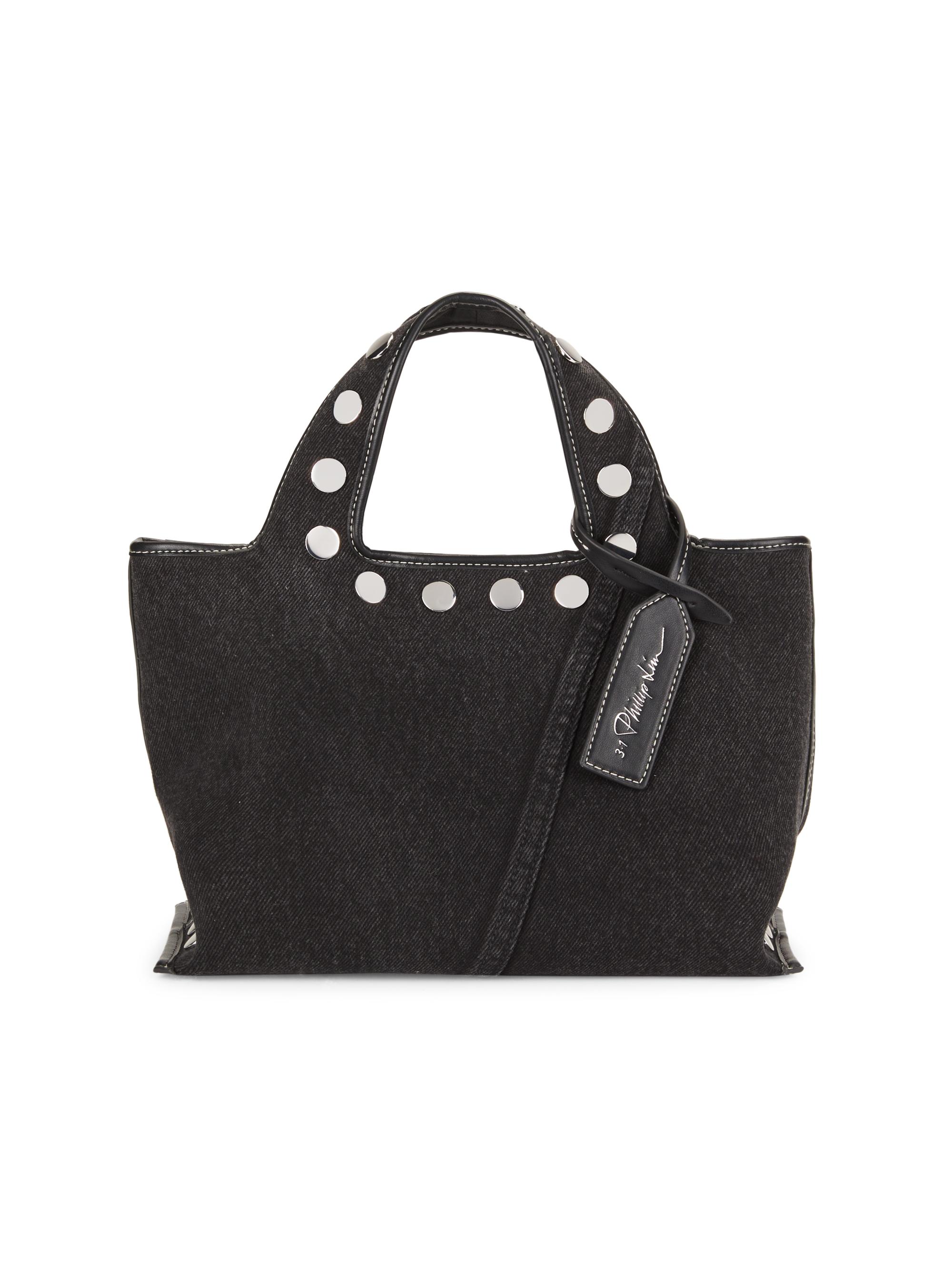 3.1 Phillip Lim Women's Mini Market Studded Denim Tote Bag - Washed Black