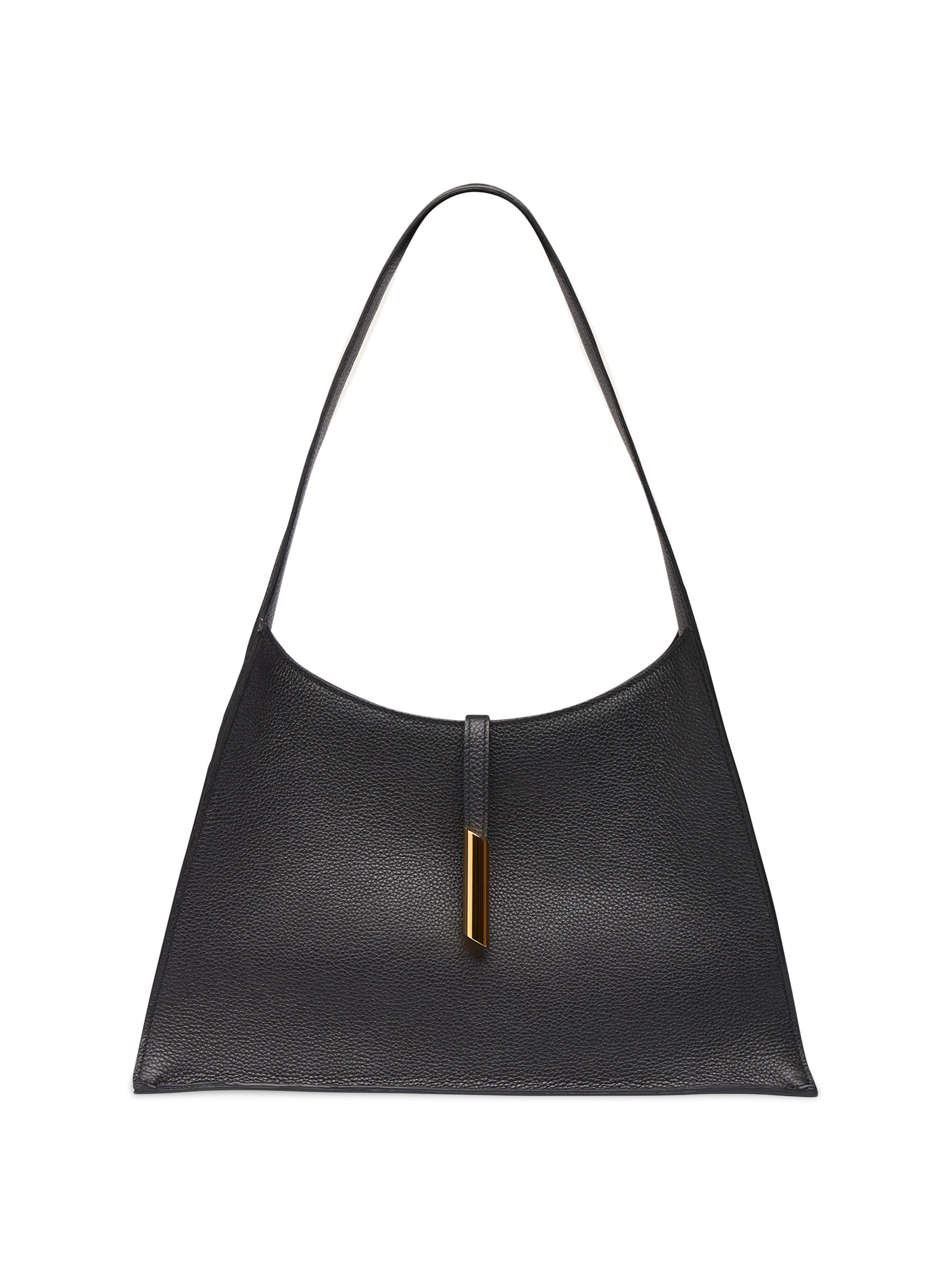 Liffner Women's Pointy Grained Leather Shoulder Bag - Black