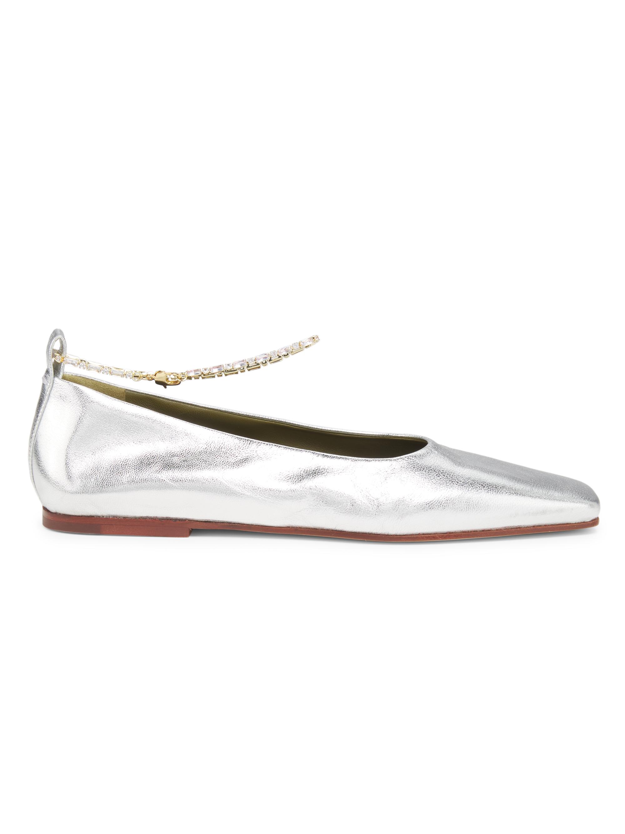 Maria Luca Women's Augusta Metallic Leather Ballet Flats - Silver