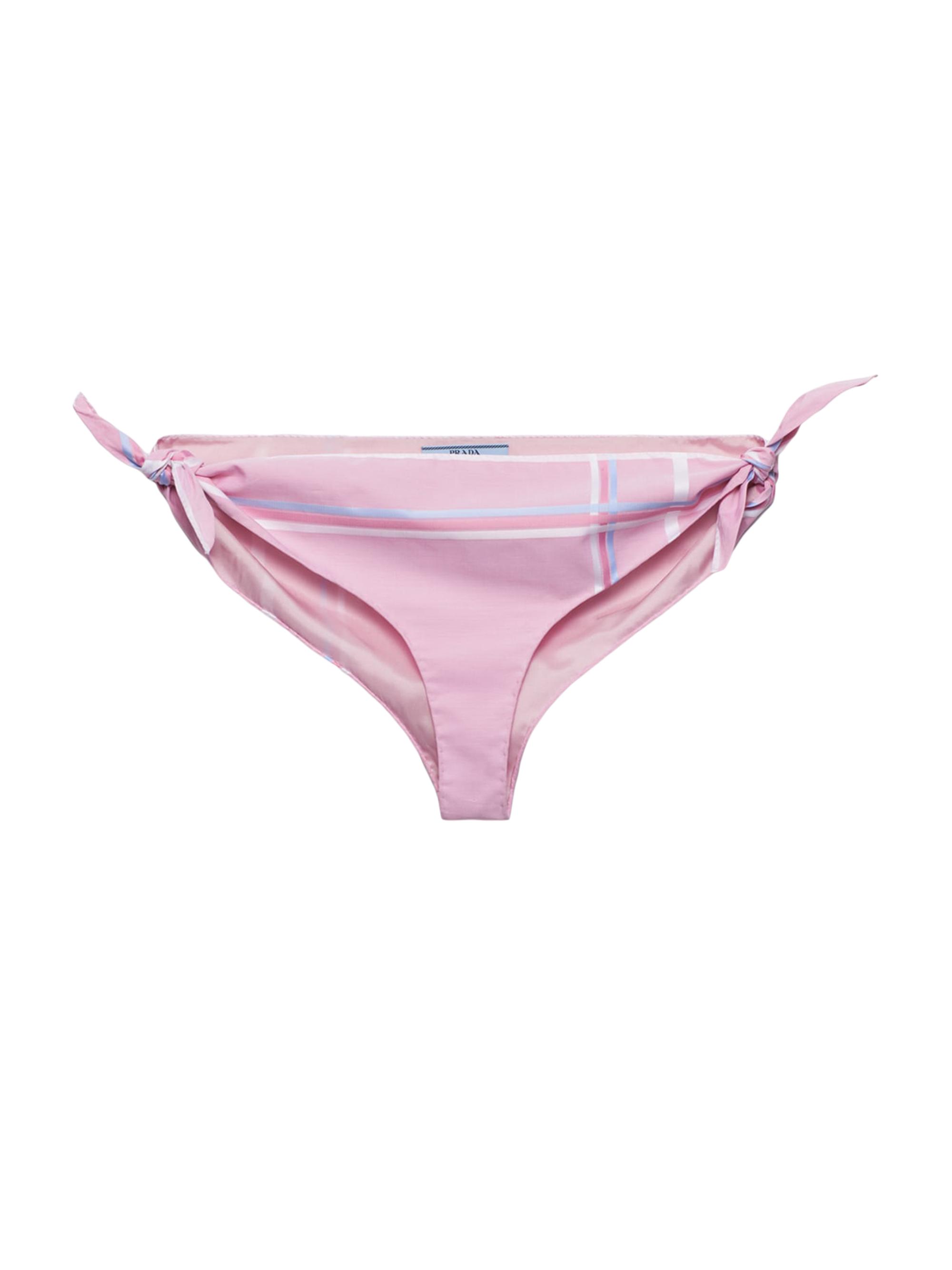 Prada Women's Cotton Bikini Briefs in Check Pattern - Pink