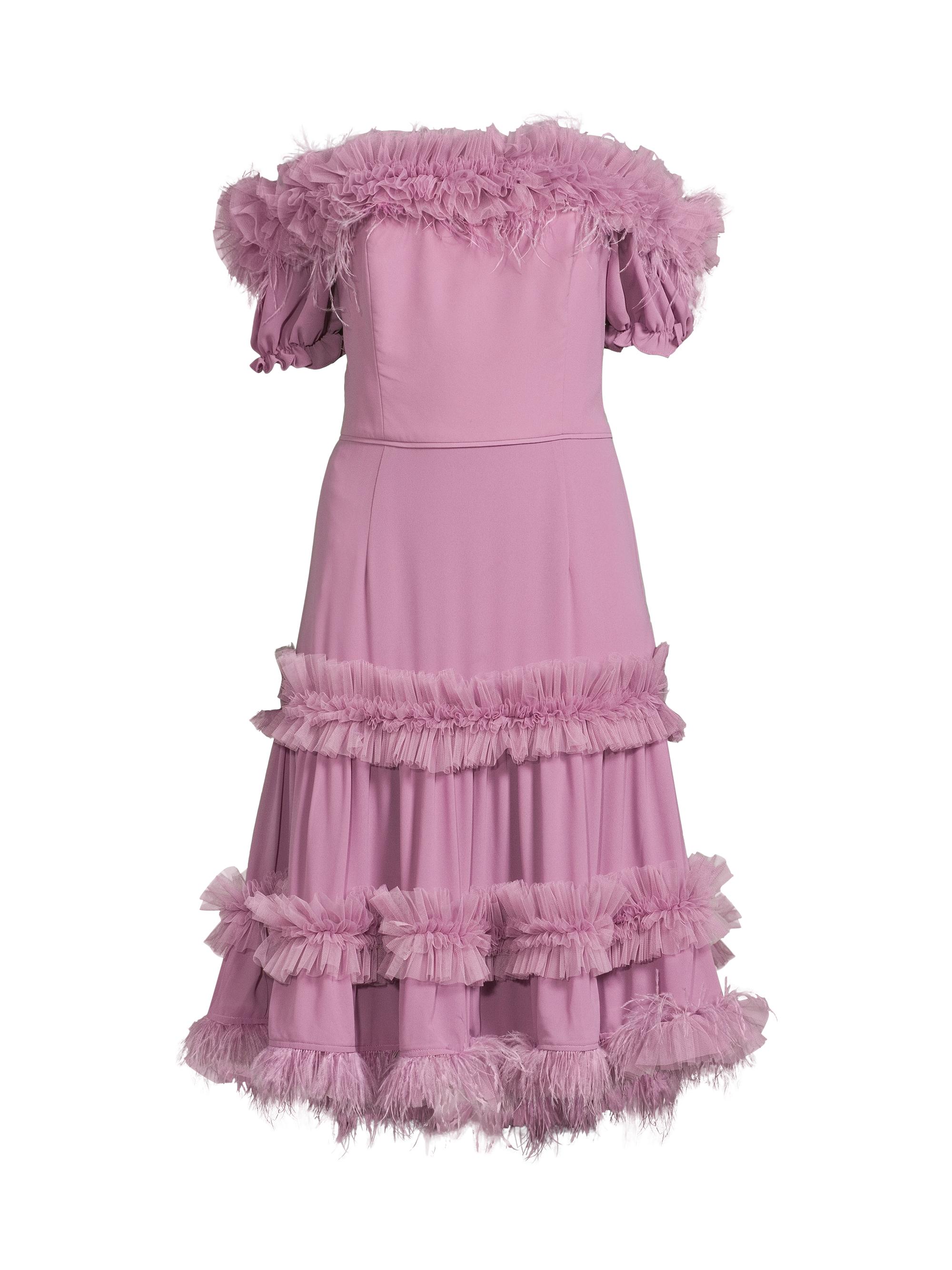 Shani Women's Off-The-Shoulder Ruffled Midi-Dress - Passion