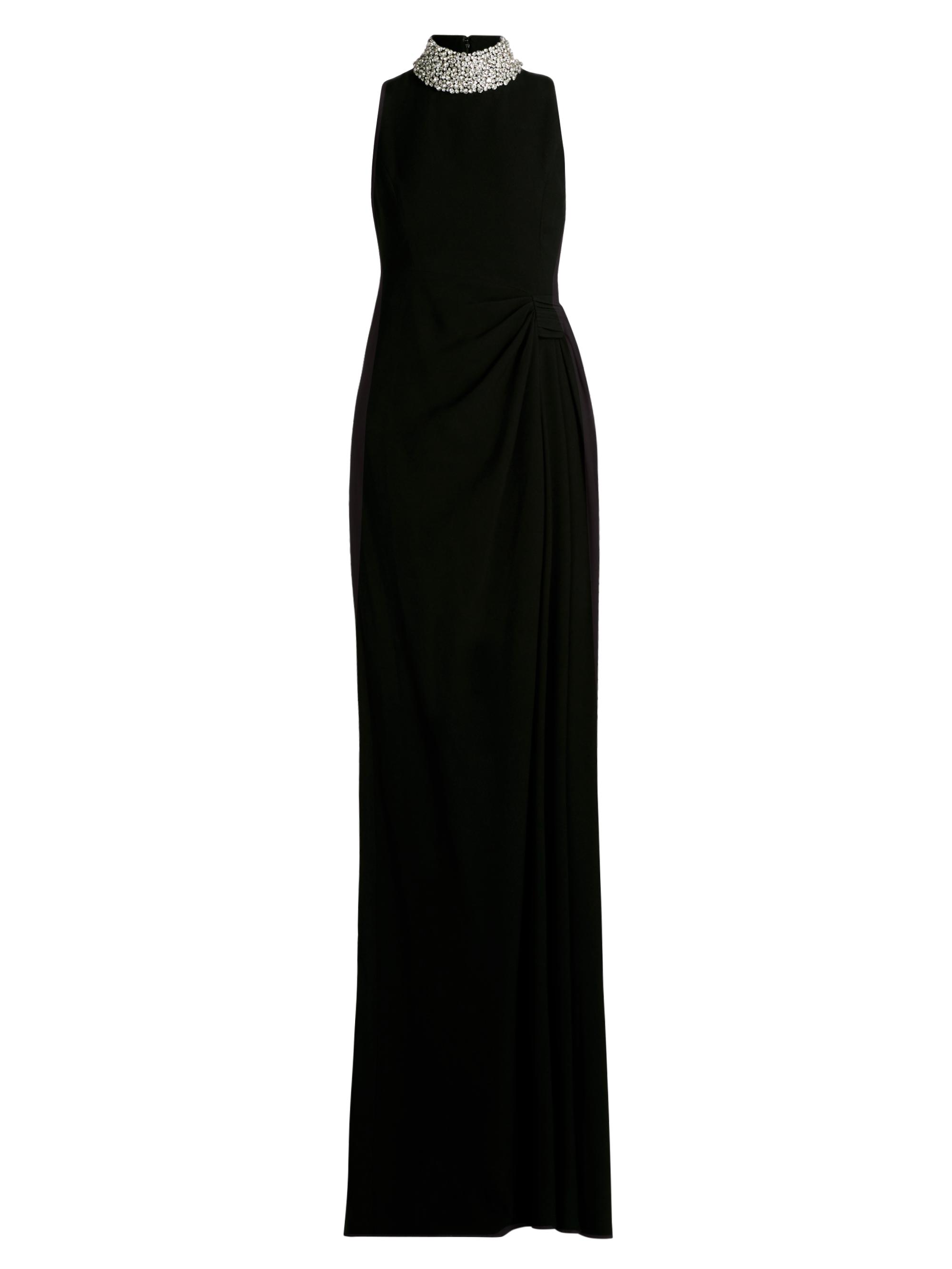 Teri Jon by Rickie Freeman Women's Rhinestone Embellished Mock Neck Gown - Black